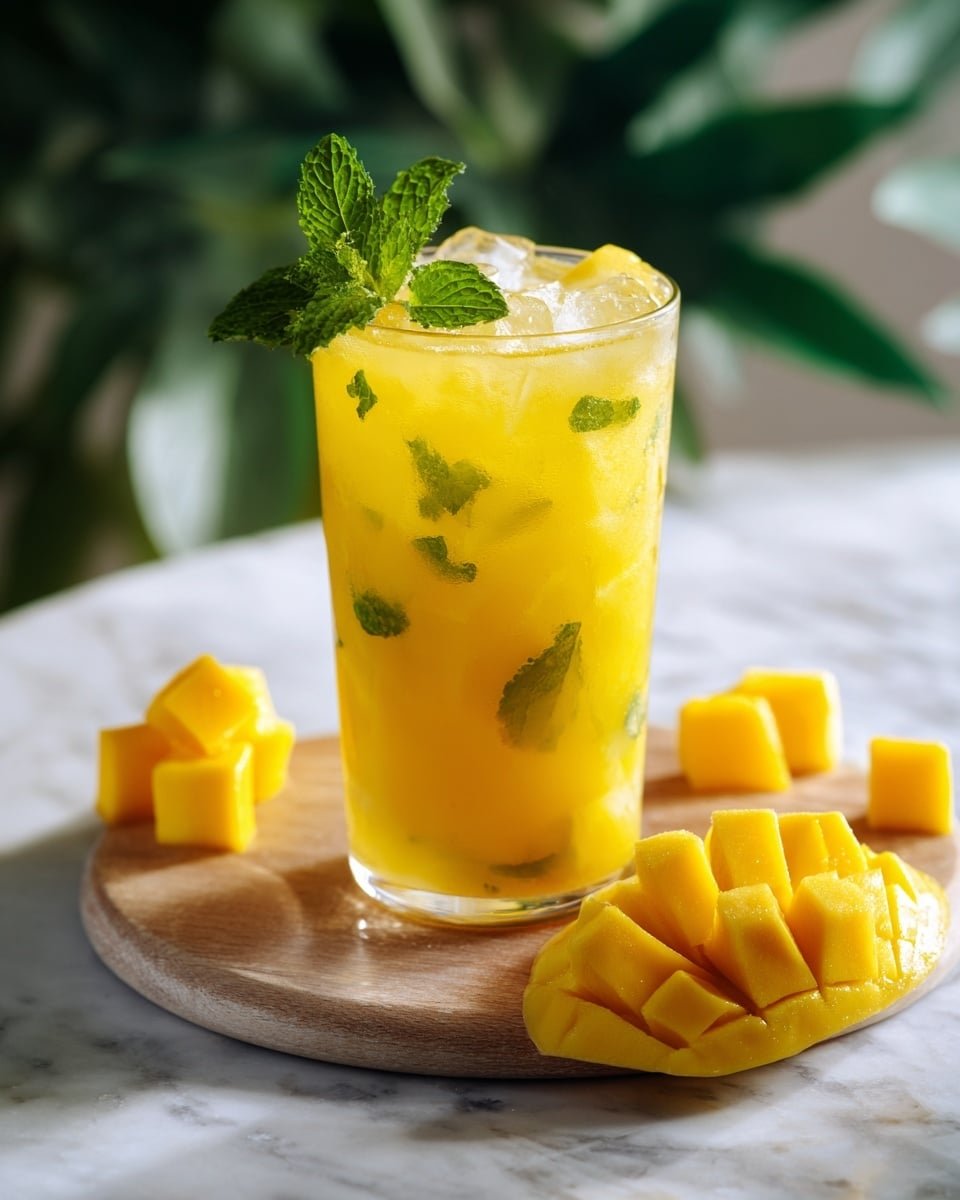 Mango Mojito Cocktail Recipe - Serving Photo — Mango Mojito Cocktail, tropical fruit cocktails, refreshing mint drinks, easy summer cocktails, fruity mojito drink