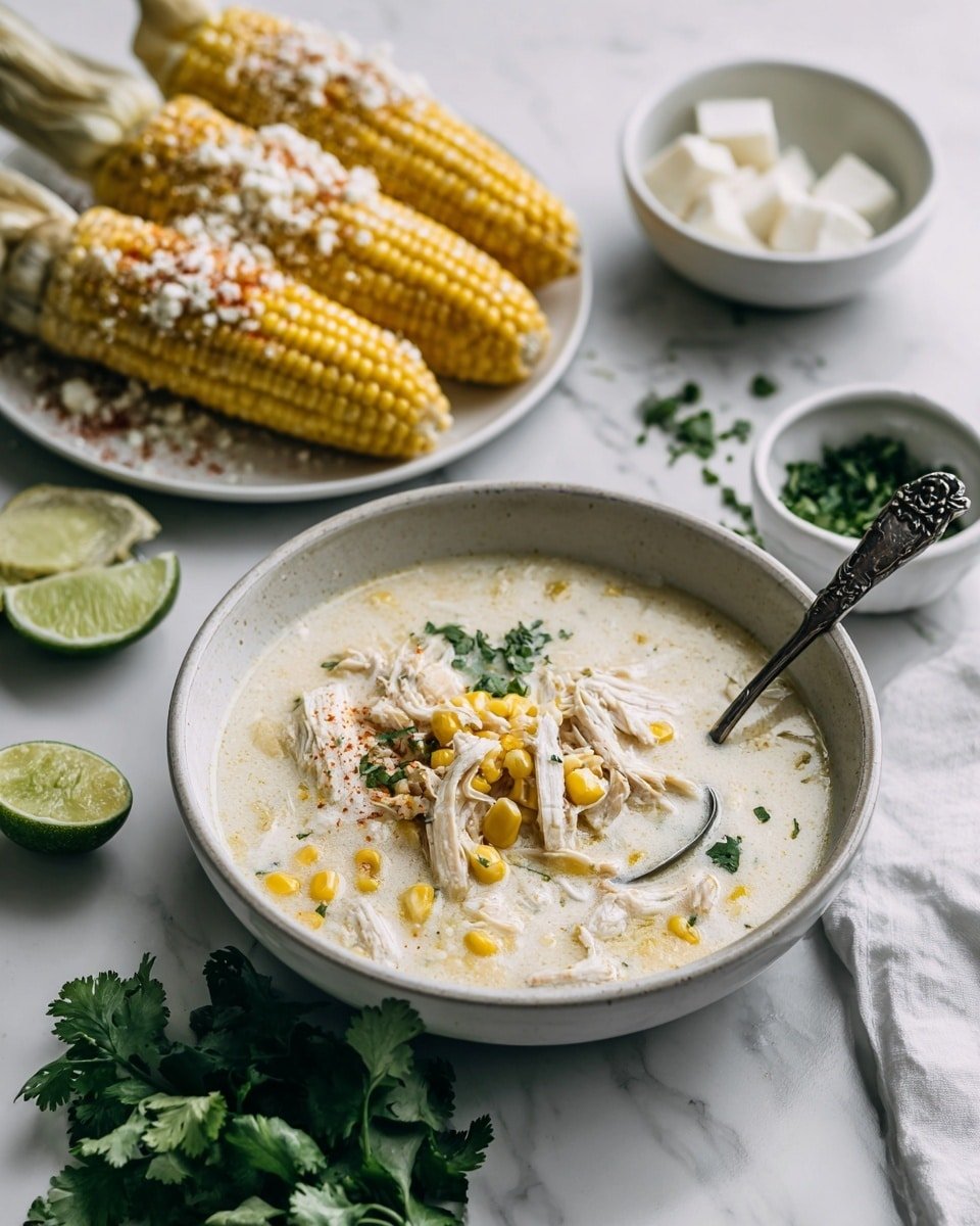 Mexican Street Corn Soup Recipe - Serving Photo — Mexican Street Corn Soup, creamy corn soup with smoky chili, easy Mexican street corn flavor, hearty corn soup recipe, flavorful Mexican corn chowder