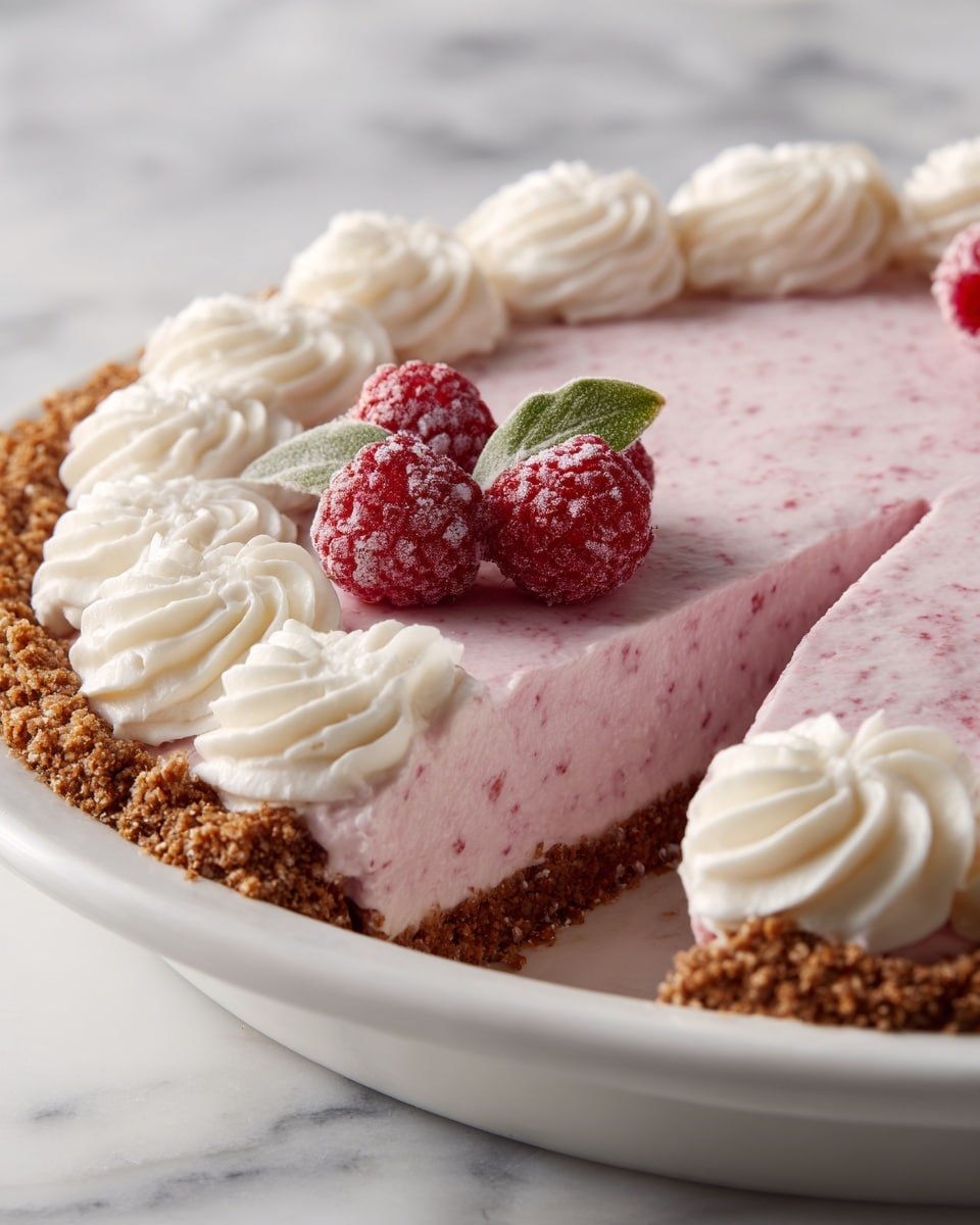 Cranberry Mousse Pie Recipe - Serving Photo — Cranberry Mousse Pie, cranberry mousse dessert, holiday cranberry pie, tangy creamy pie, easy cranberry mousse recipe