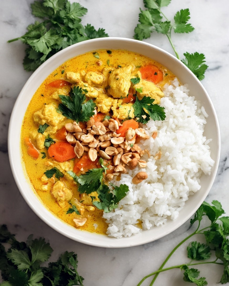Thai Peanut Curry Recipe - Serving Photo — Thai Peanut Curry, Thai Peanut Curry recipe, Thai curry with peanut butter, spicy coconut peanut curry, easy Thai peanut dinner