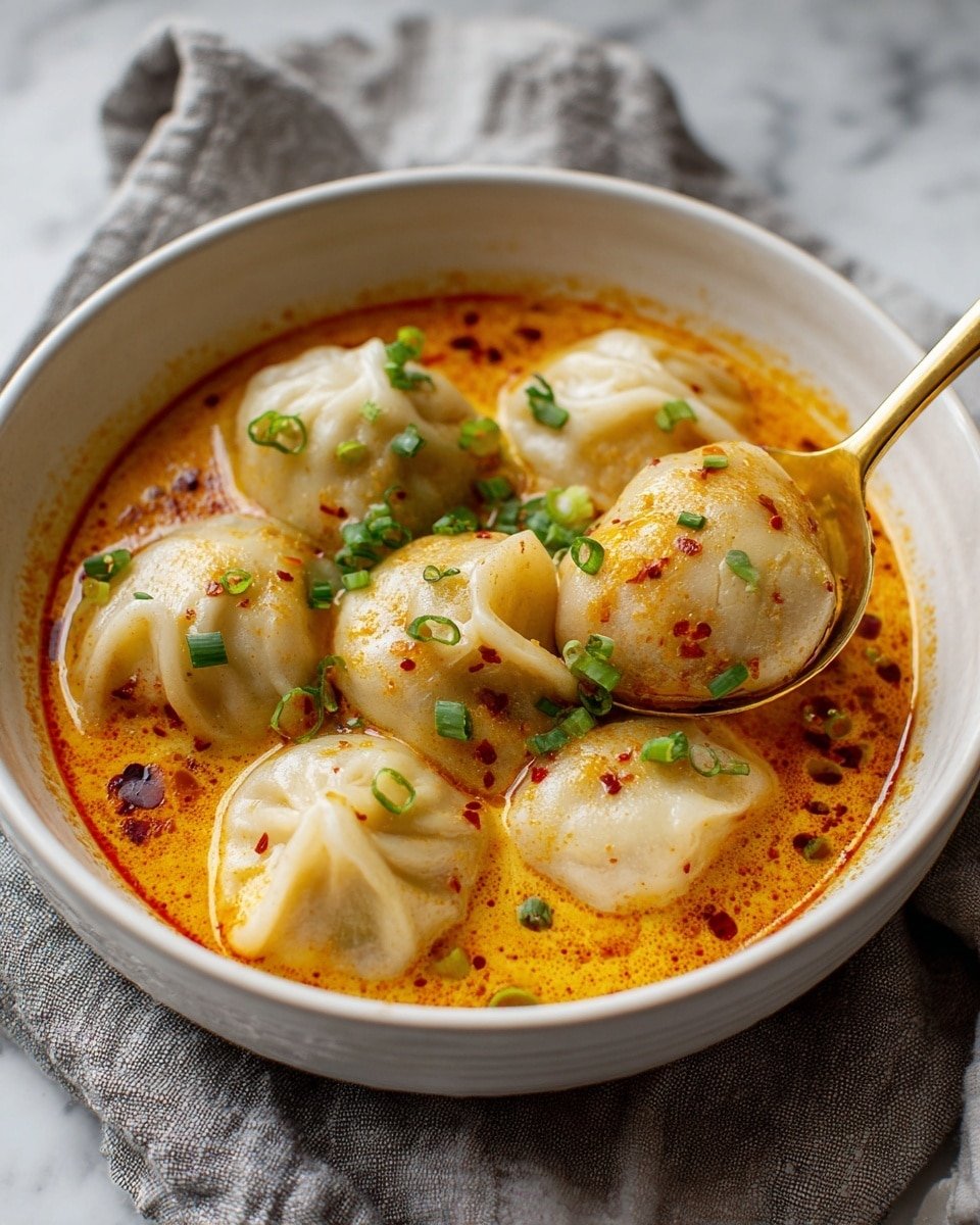 Quick Coconut Curry Soup with Dumplings Recipe - Serving Photo — Quick Coconut Curry Soup with Dumplings, coconut curry soup recipe, easy coconut curry soup, flavorful dumpling soup, quick weeknight dinner