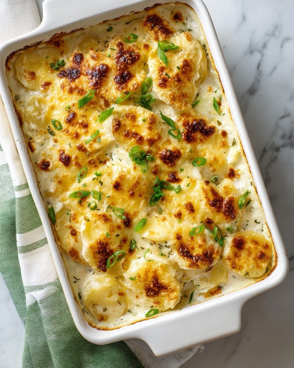 Sour Cream Potato Bake Recipe - Serving Photo — Sour Cream Potato Bake, creamy potato casserole, cheesy potato side dish, easy potato casserole, comforting holiday side dish
