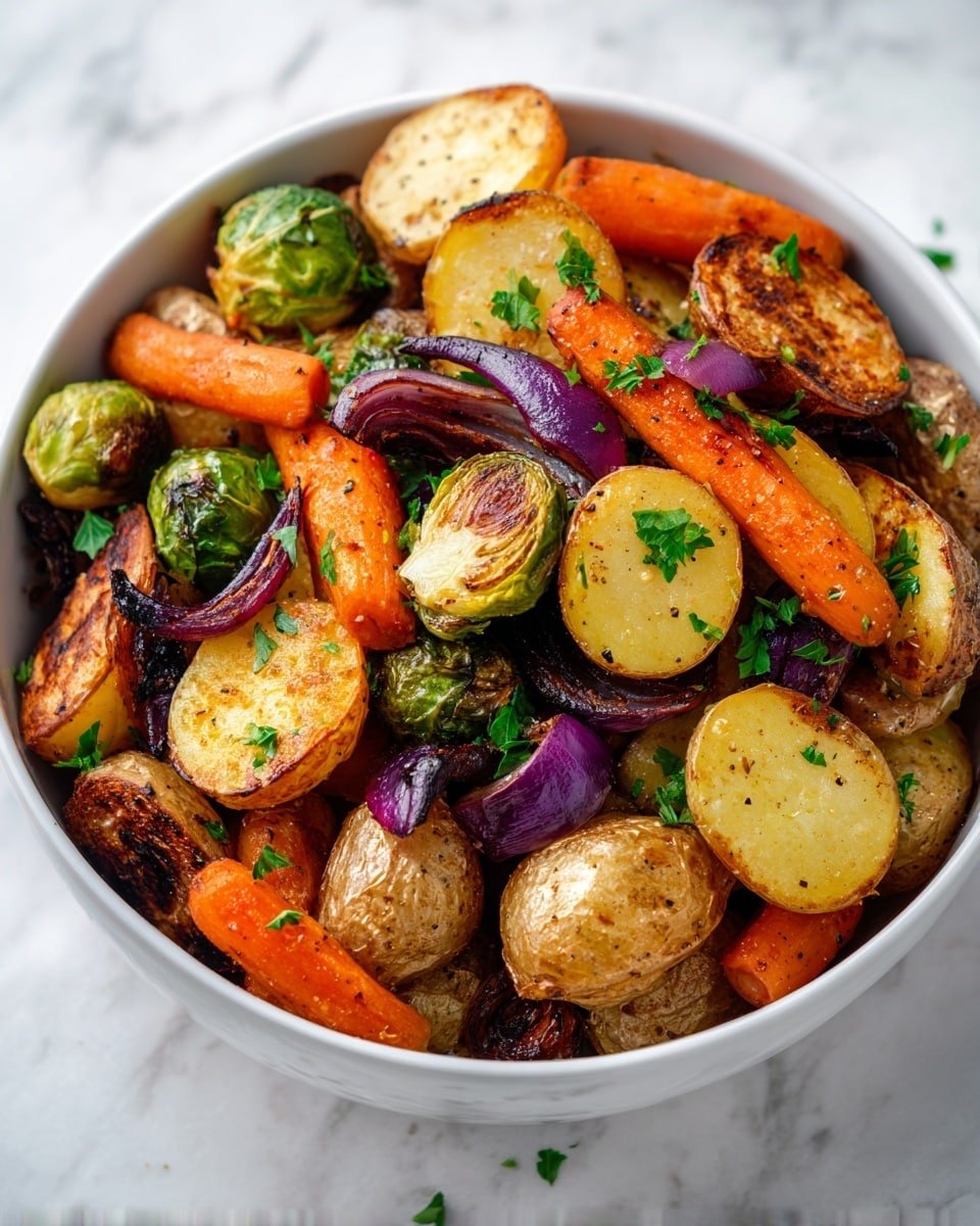 Maple Dijon Roasted Vegetables Recipe - Serving Photo — Maple Dijon Roasted Vegetables, roasted vegetable side dish, healthy vegetable recipe, easy roasted vegetables, flavorful vegetable side