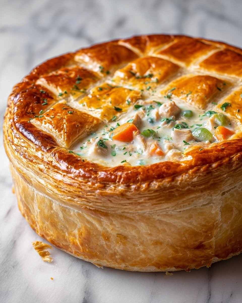 French-Inspired Chicken Pot Pie Recipe - Recipe Image — French-Inspired Chicken Pot Pie, chicken pot pie with herbs, elegant chicken pie recipe, homemade chicken pot pie, flaky puff pastry chicken dish