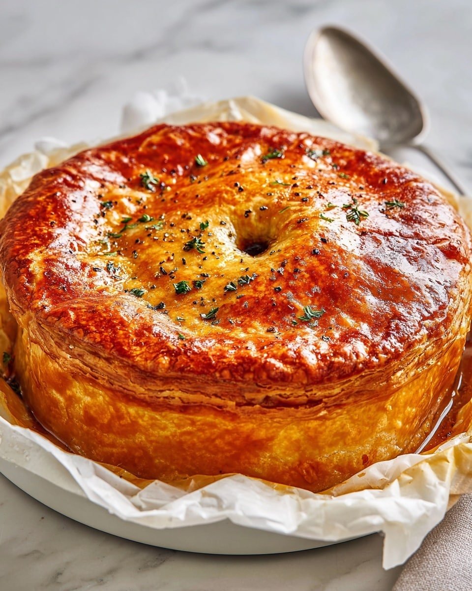 French Chicken and Mushroom Pie (Tourte) Recipe - Recipe Image — French Chicken and Mushroom Pie, Tourte, savory chicken mushroom pie, French comfort food, puff pastry chicken pie