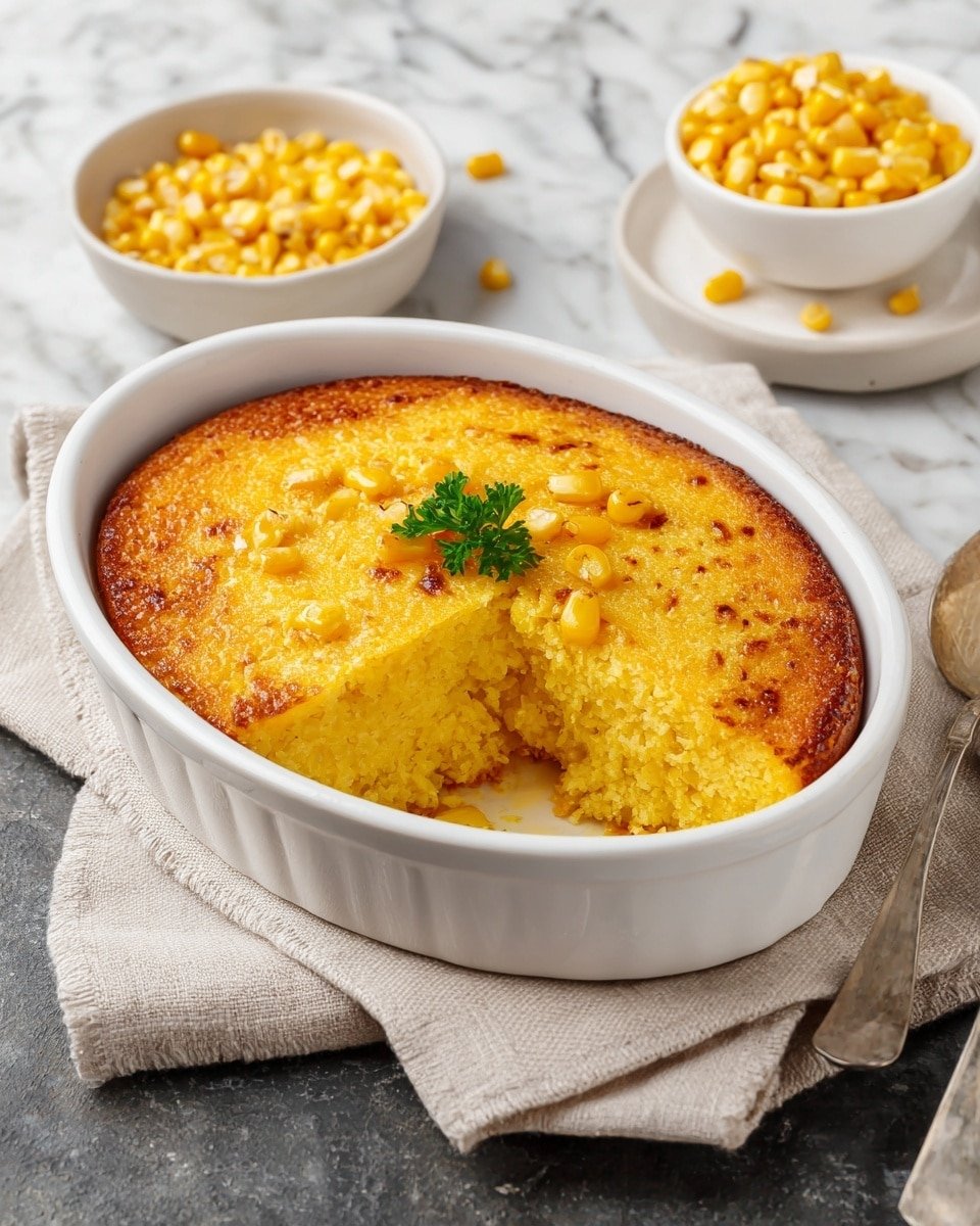 Ruth's Chris Corn Pudding Recipe - Recipe Image — Ruth's Chris Corn Pudding, Corn Pudding Recipe, Creamy Corn Casserole, Holiday Side Dishes, Easy Corn Side Dish