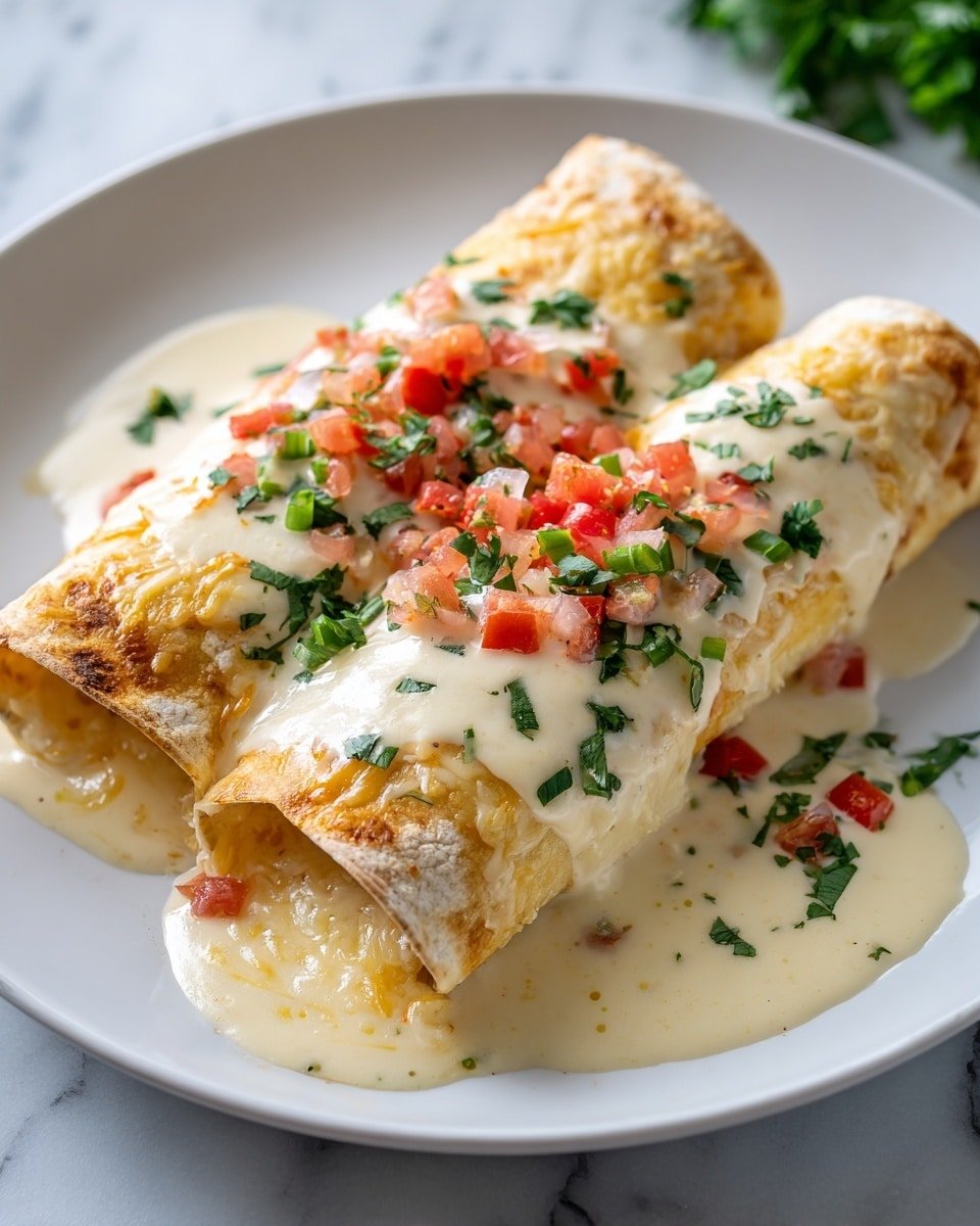 Chicken Enchiladas with Sour Cream White Sauce Recipe - Recipe Image — Chicken Enchiladas with Sour Cream White Sauce, creamy chicken enchiladas, cheesy white sauce enchiladas, easy chicken enchiladas, comfort food recipes
