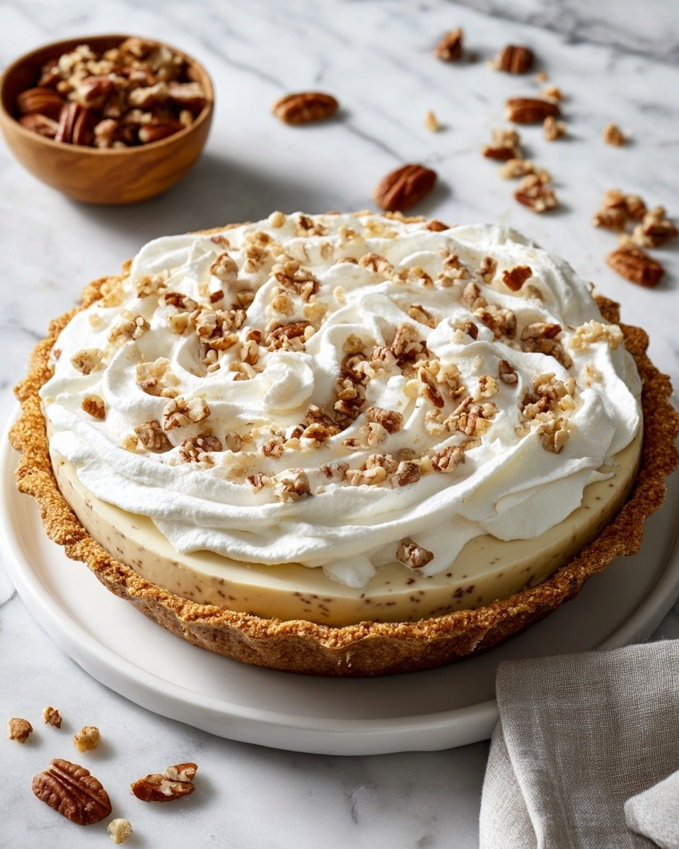 Pecan Cream Pie Recipe - Recipe Image — Pecan Cream Pie, pecan dessert, creamy pecan pie, southern pecan pie, homemade pecan pie