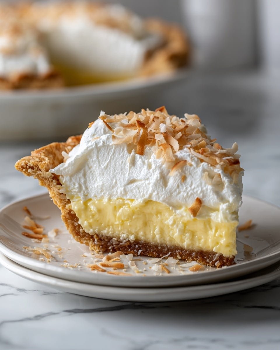 Slice of Paradise: The Best Triple Coconut Cream Pie Recipe - Recipe Image — Slice of Paradise: The Best Triple Coconut Cream Pie, coconut cream pie recipe, tropical coconut dessert, layered coconut pie, easy coconut pie idea