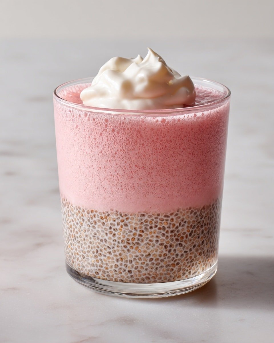Strawberry Cheesecake Chia Seed Pudding Recipe - Recipe Image — Strawberry Cheesecake Chia Seed Pudding, healthy cheesecake chia pudding, fruity chia pudding recipes, homemade chia seed dessert, easy breakfast chia pudding
