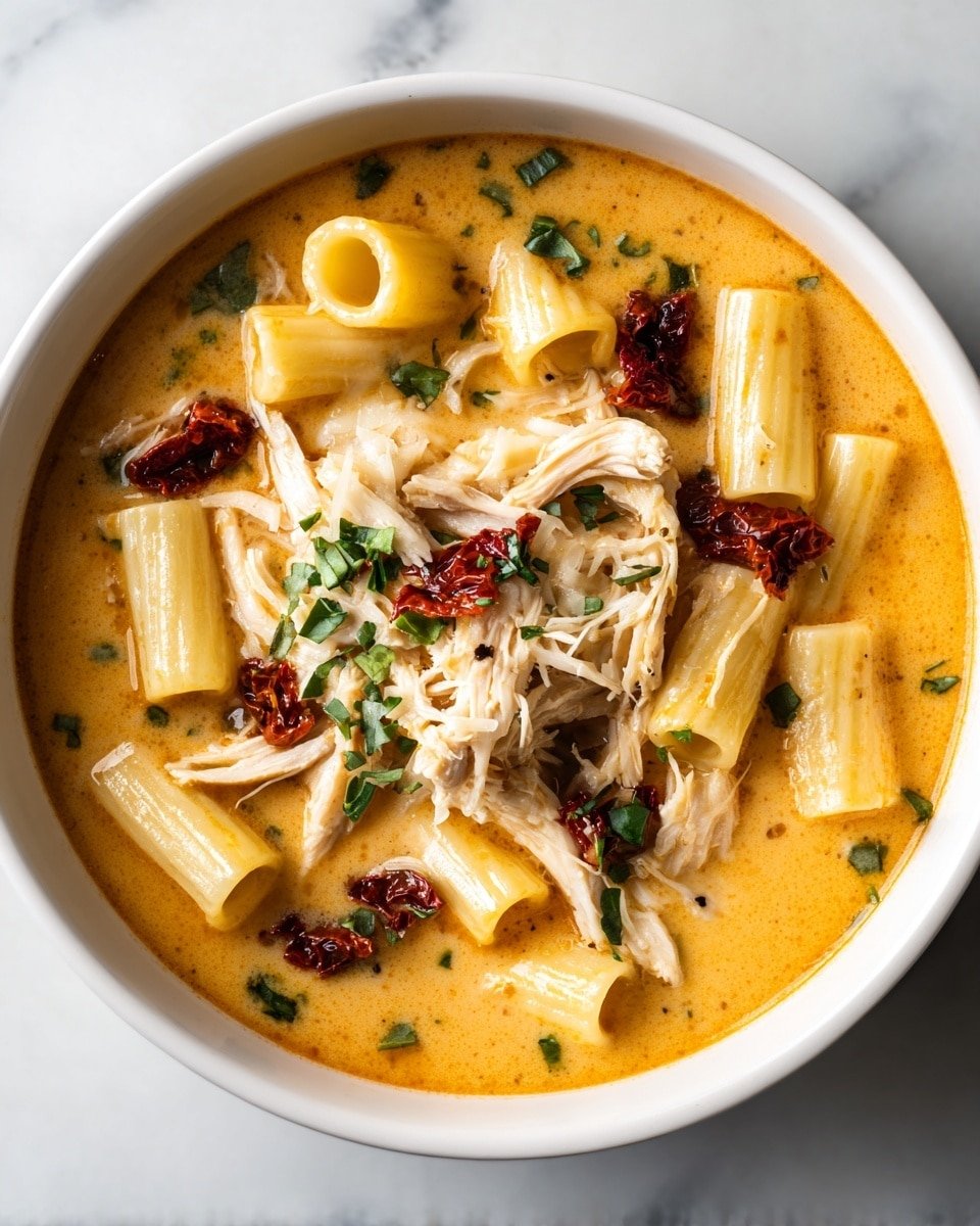 Marry Me Chicken Soup Recipe - Recipe Image — Marry Me Chicken Soup, creamy chicken soup with sun-dried tomatoes, cozy chicken soup recipe, comforting homemade chicken soup, indulgent chicken soup idea