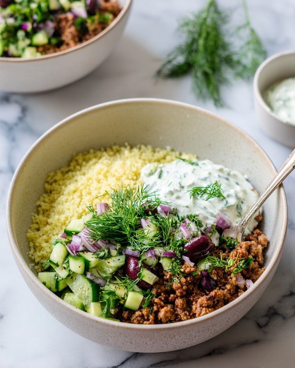 Healthy Greek Ground Chicken Bowls Recipe - Ingredients Photo — Healthy Greek Ground Chicken Bowls, Greek chicken bowls, healthy dinner ideas, quick Greek ground chicken recipe, nutritious meal bowls