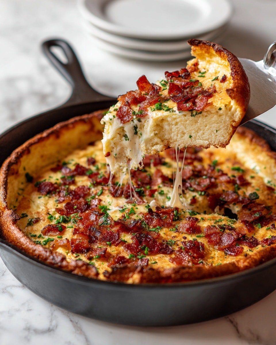 Savory Cheddar & Bacon Dutch Baby Recipe - Ingredients Photo — Savory Cheddar & Bacon Dutch Baby, Dutch Baby Breakfast Recipe, Savory Pancake with Cheese and Bacon, Easy Breakfast Brunch Ideas, Cast Iron Dutch Baby