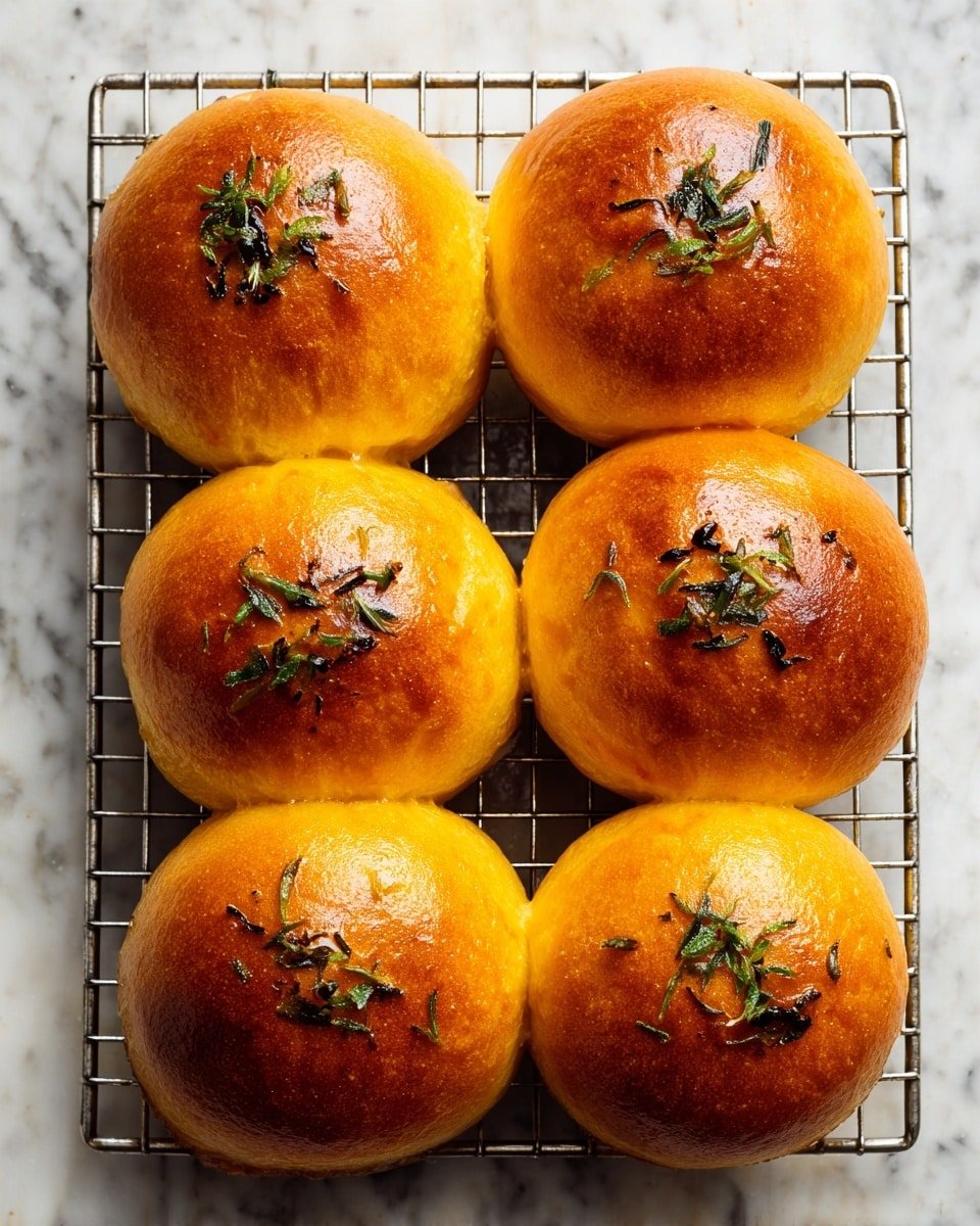 Soft Pumpkin Pull-Apart Rolls with Sage Butter Recipe - Serving Photo — Soft Pumpkin Pull-Apart Rolls with Sage Butter, Pumpkin Pull-Apart Rolls, Fall Dinner Rolls, Pumpkin Bread Rolls, Cozy Autumn Baked Rolls