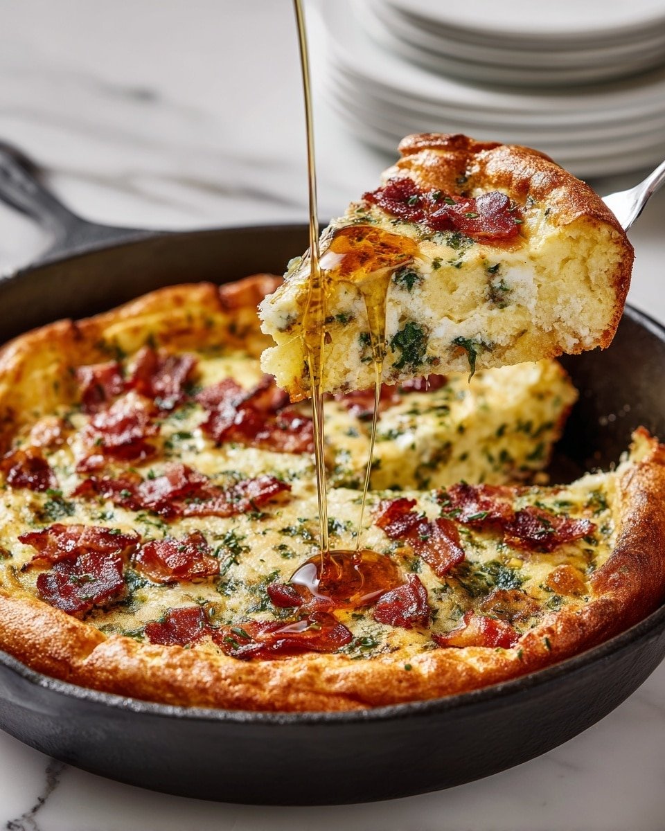 Savory Cheddar & Bacon Dutch Baby Recipe - Recipe Image — Savory Cheddar & Bacon Dutch Baby, savory Dutch baby recipe, cheesy bacon breakfast, puffy savory pancake, easy brunch ideas