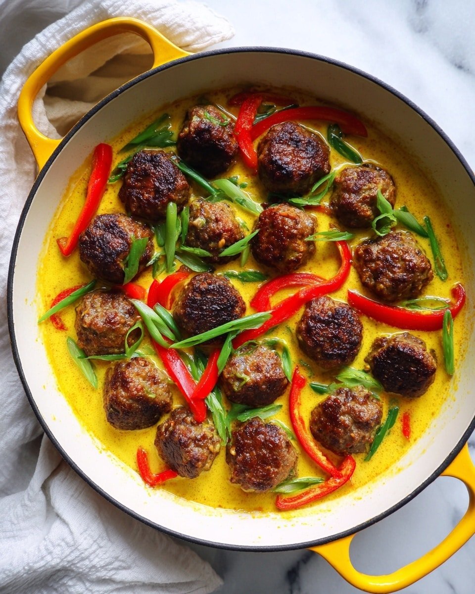 Jerk Pork Meatballs in Coconut Curry Sauce Recipe - Serving Photo — Jerk Pork Meatballs in Coconut Curry Sauce, Caribbean pork meatballs, coconut curry sauce recipe, spicy jerk meatballs, easy Caribbean dinner