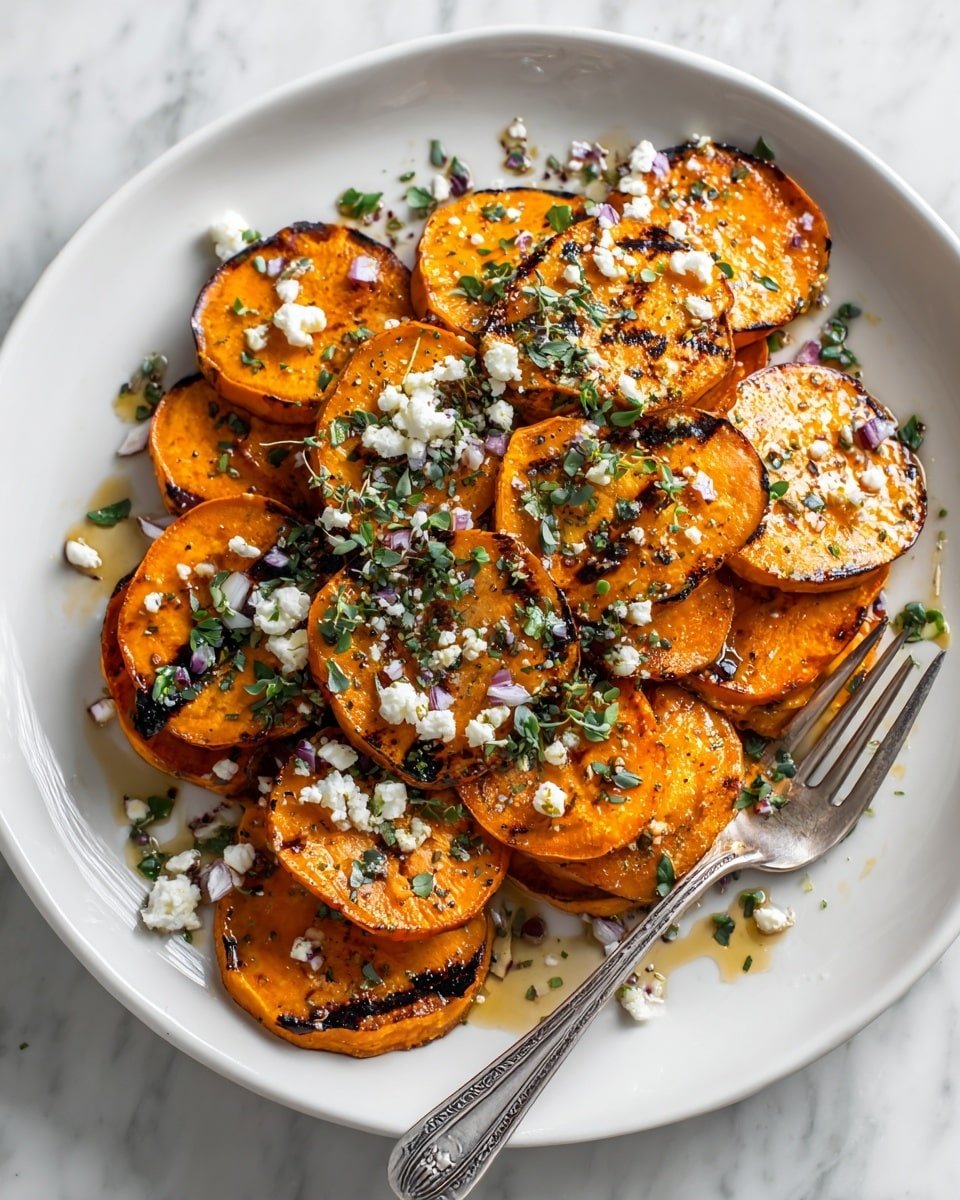 Honey Feta Sweet Potato Rounds Recipe - Recipe Image — Honey Feta Sweet Potato Rounds, sweet potato appetizer, roasted sweet potato snacks, feta cheese appetizer, honey-glazed sweet potatoes