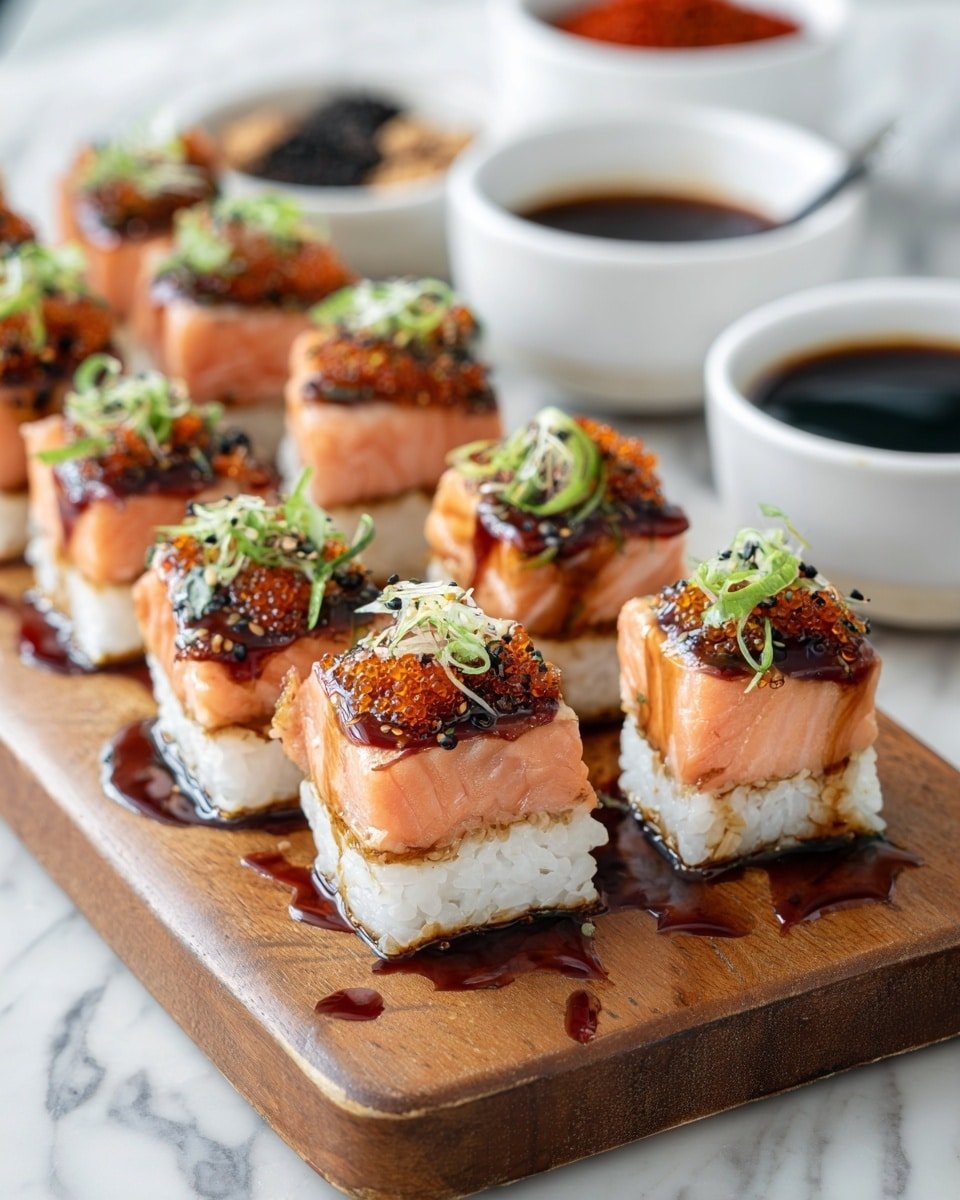 Spicy Salmon Sushi Bake Recipe - Recipe Image — Spicy Salmon Sushi Bake, sushi bake recipe, spicy salmon casserole, easy sushi dinner, Japanese-inspired baked salmon