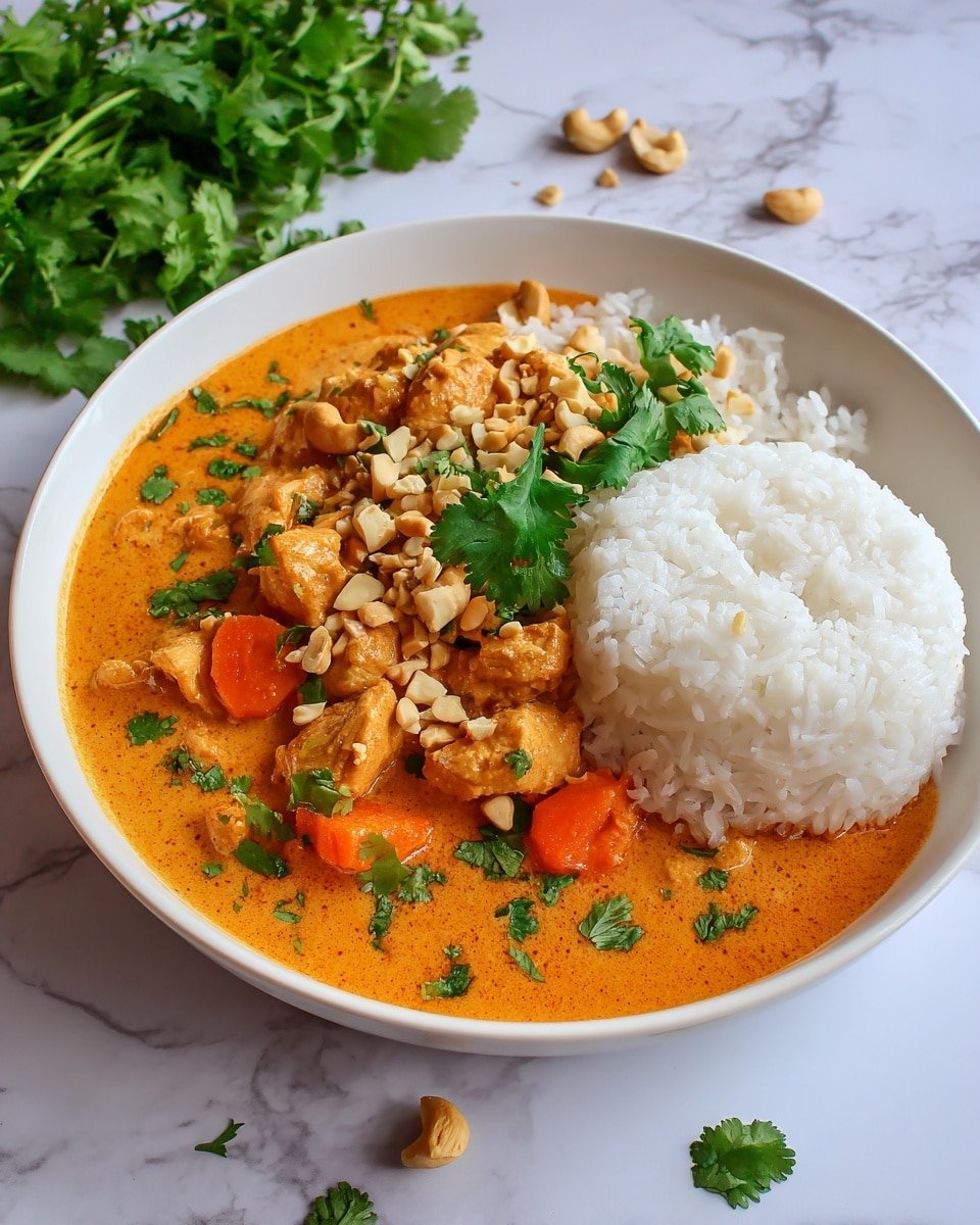 Thai Peanut Curry Recipe - Recipe Image — Thai Peanut Curry, Thai Peanut Curry recipe, Thai curry with peanut butter, spicy coconut peanut curry, easy Thai peanut dinner