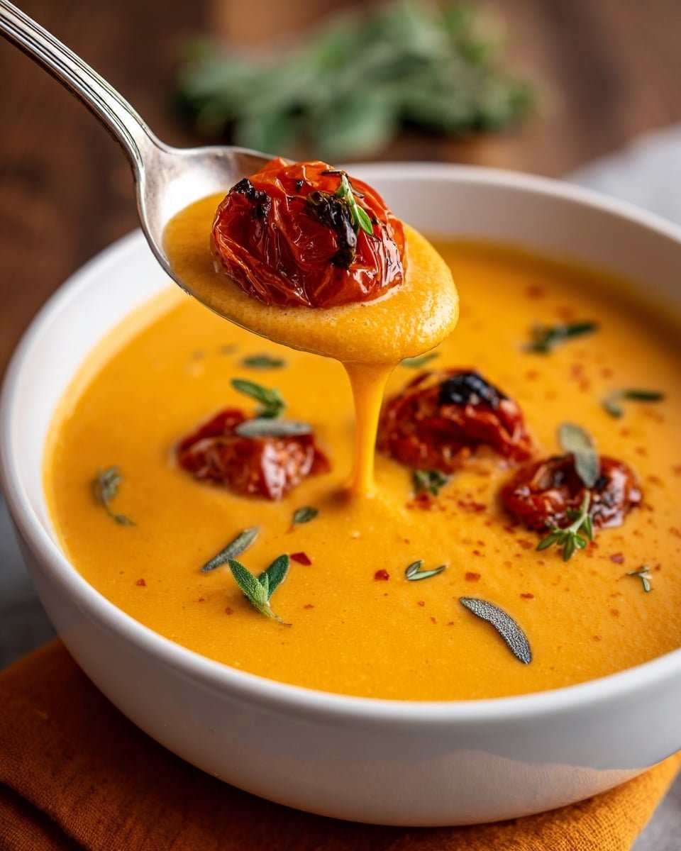 Best Creamy Roasted Garlic Tomato Soup Recipe - Recipe Image — Best Creamy Roasted Garlic Tomato Soup, creamy roasted tomato soup, garlic tomato soup recipe, cozy tomato soup, homemade roasted garlic soup