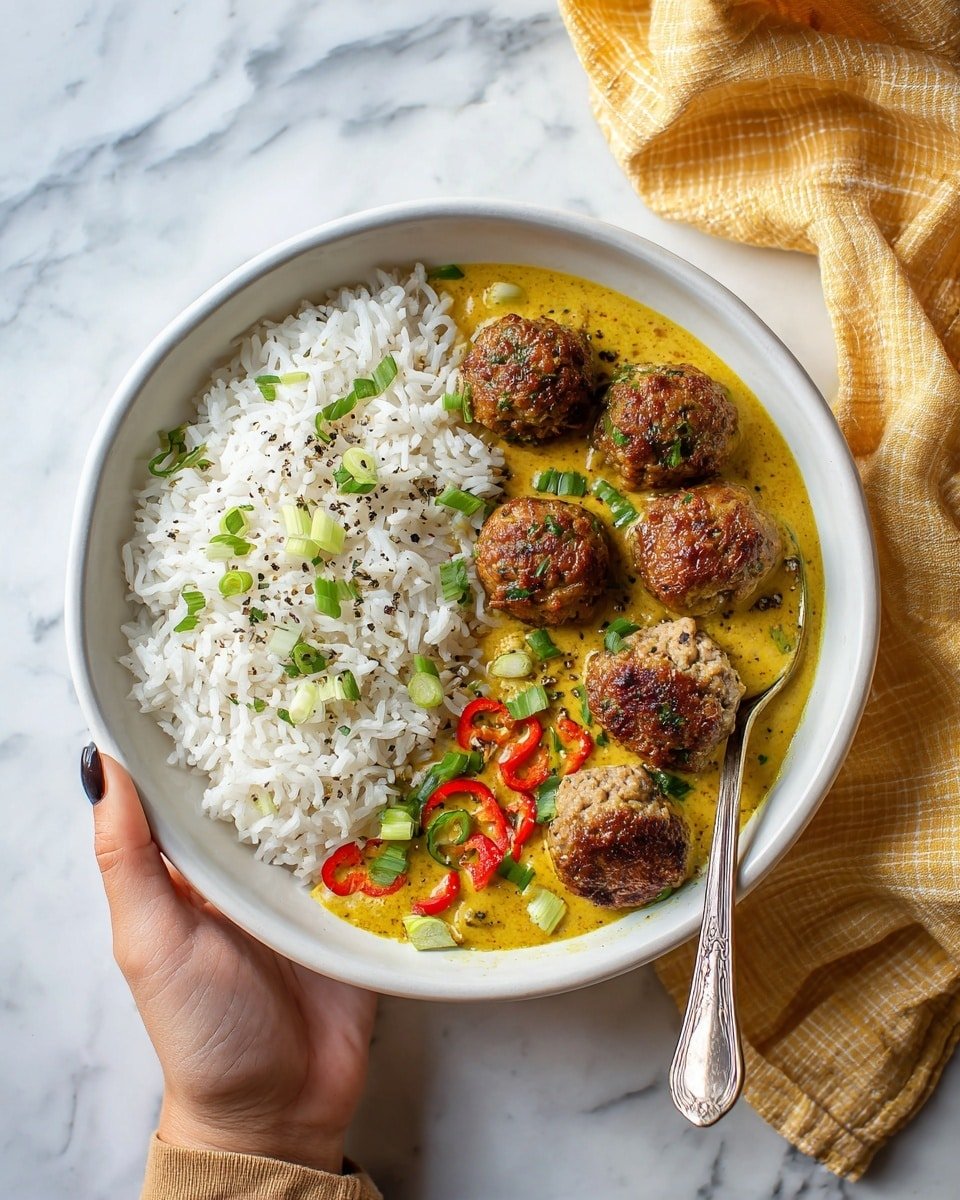 Jerk Meatballs in Coconut Curry Sauce Recipe - Recipe Image — Jerk Meatballs in Coconut Curry Sauce, Caribbean meatball recipes, spicy pork meatballs, coconut curry dish, bold flavor dinner ideas