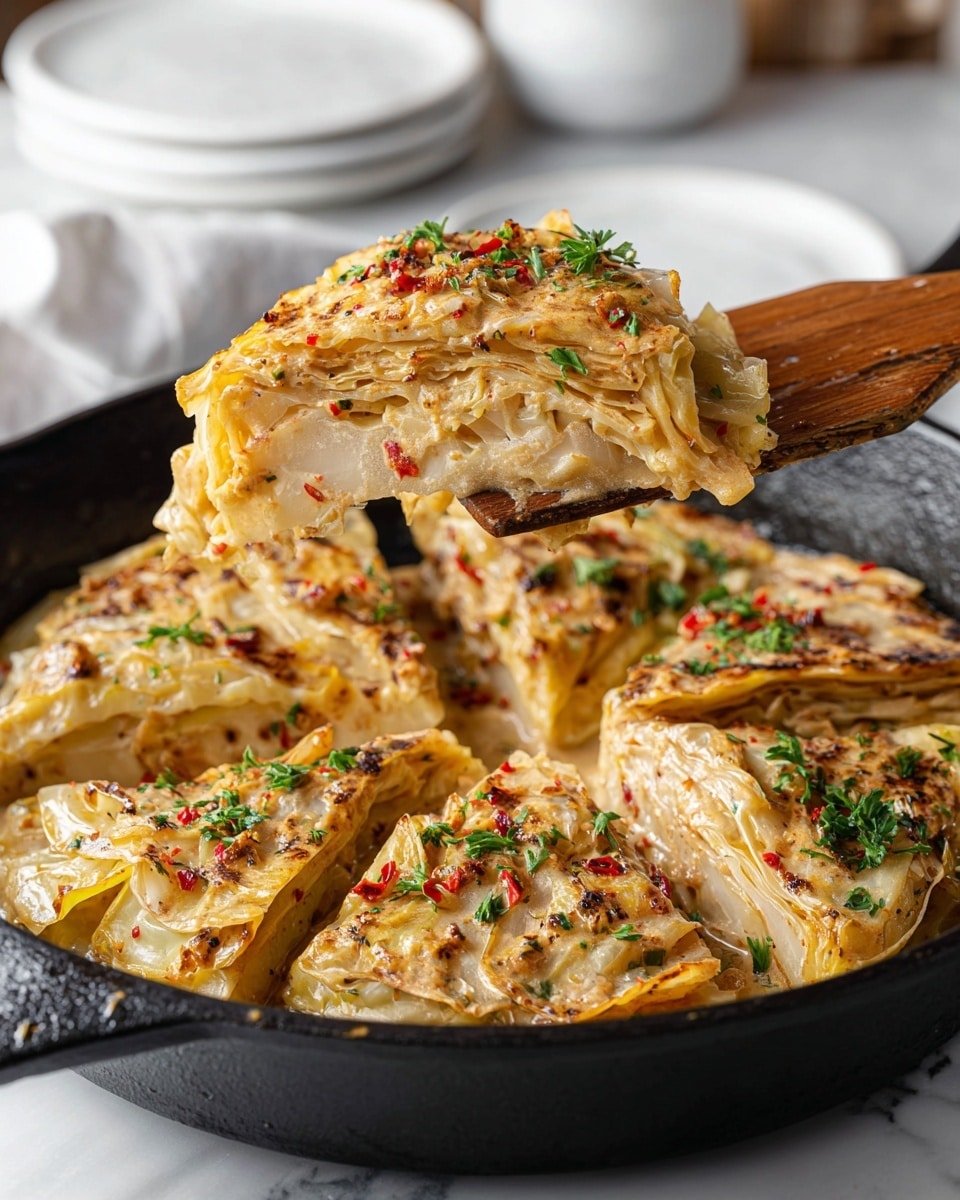 Marry Me Melting Cabbage with Creamy Tuscan Sauce Recipe - Recipe Image — Marry Me Melting Cabbage with Creamy Tuscan Sauce, creamy Tuscan cabbage, easy cabbage side dish, comforting vegetable recipes, flavorful cabbage recipes