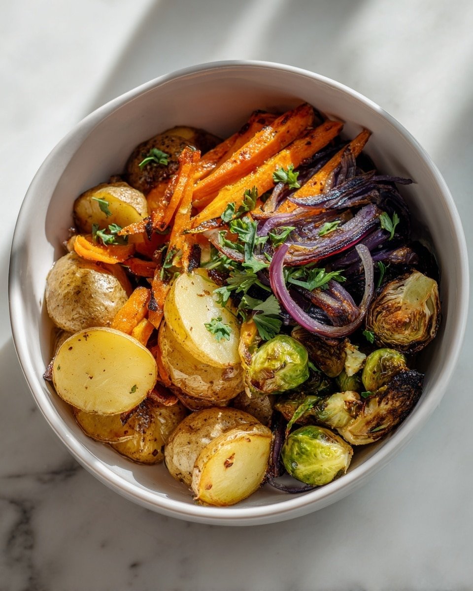 Maple Dijon Roasted Vegetables Recipe - Recipe Image — Maple Dijon Roasted Vegetables, roasted vegetable side dish, healthy vegetable recipe, easy roasted vegetables, flavorful vegetable side