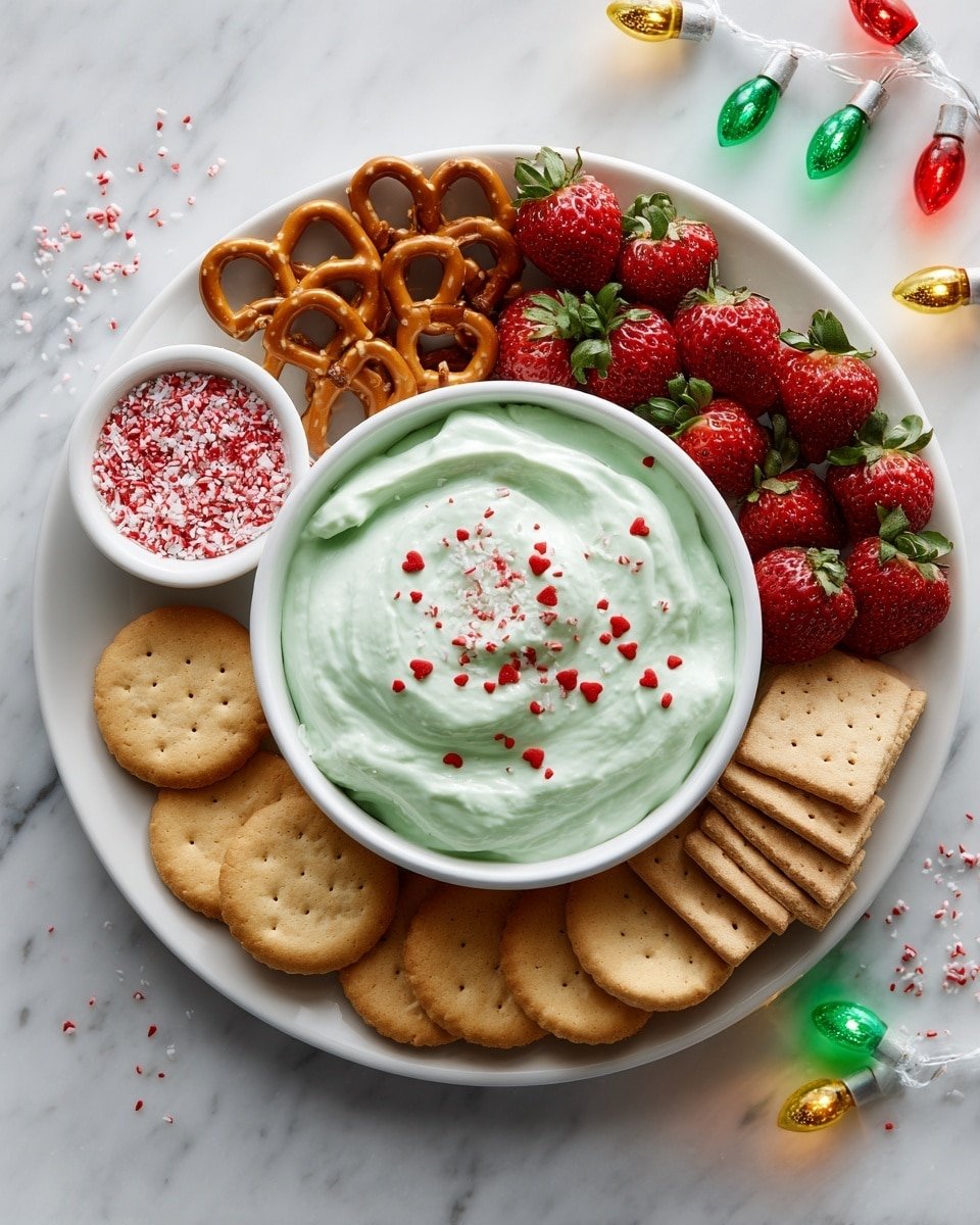 Grinch Dip Recipe - Recipe Image — Grinch Dip, festive holiday dip, green dessert dip, easy Christmas dip, creamy vanilla pudding dip