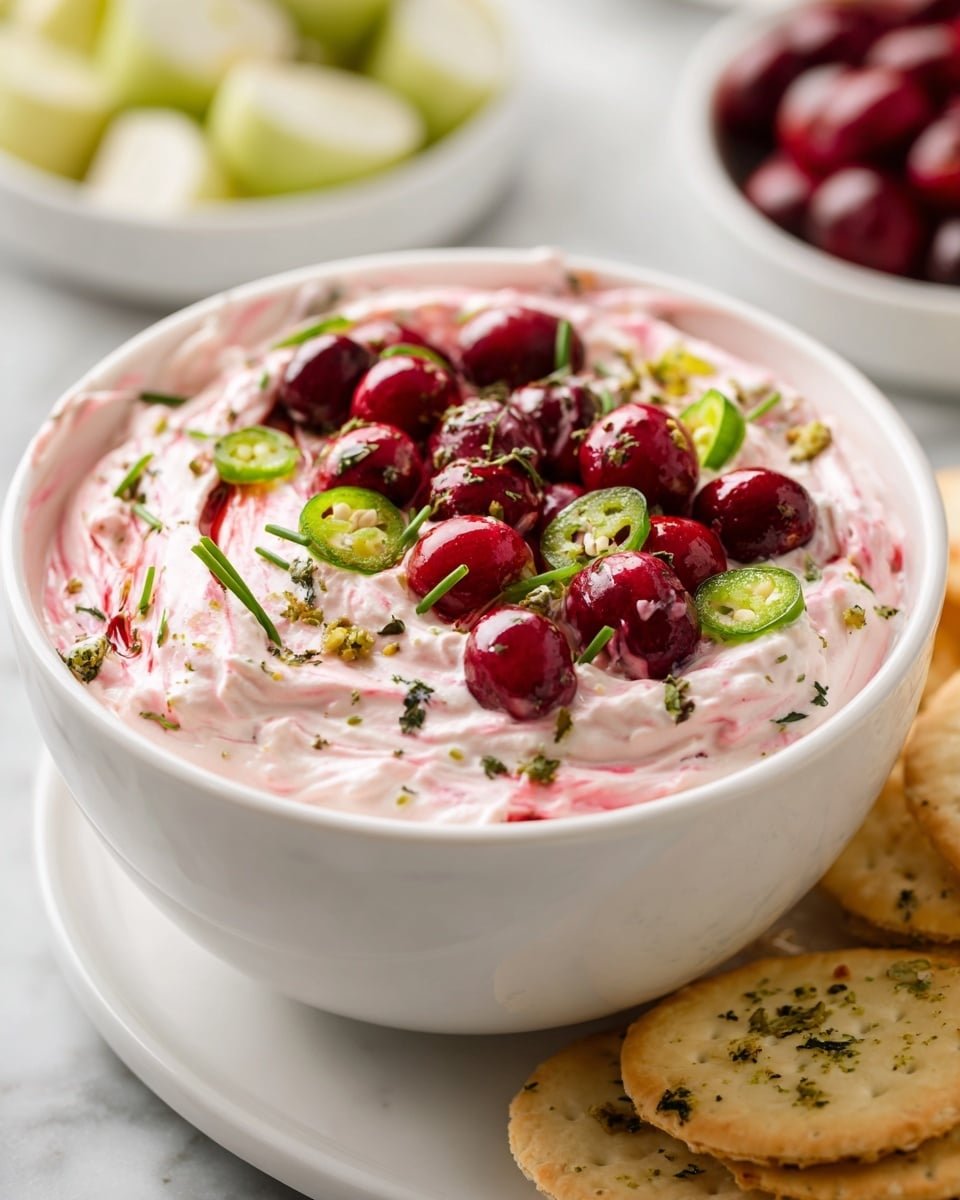 Cranberry Jalapeño Dip Costco Recipe - Serving Photo — Cranberry Jalapeño Dip Costco, Cranberry Jalapeño Dip, festive holiday dip, spicy cranberry dip, easy appetizer recipes