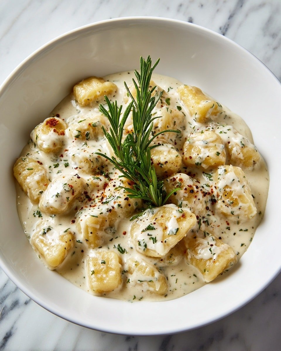 Millionaire Gnocchi with Creamy Garlic Parmesan Sauce and Truffle Oil Recipe - Serving Photo — Millionaire Gnocchi, creamy garlic Parmesan sauce, truffle oil gnocchi, luxurious potato gnocchi recipe, easy gourmet gnocchi dish