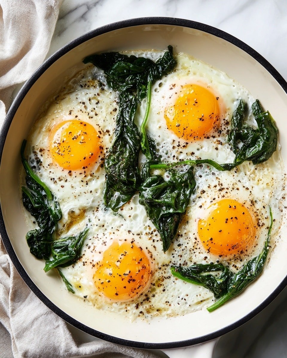 Baked Eggs Florentine Recipe - Serving Photo — Baked Eggs Florentine, Eggs Florentine recipe, brunch eggs dish, healthy breakfast ideas, easy baked egg recipes