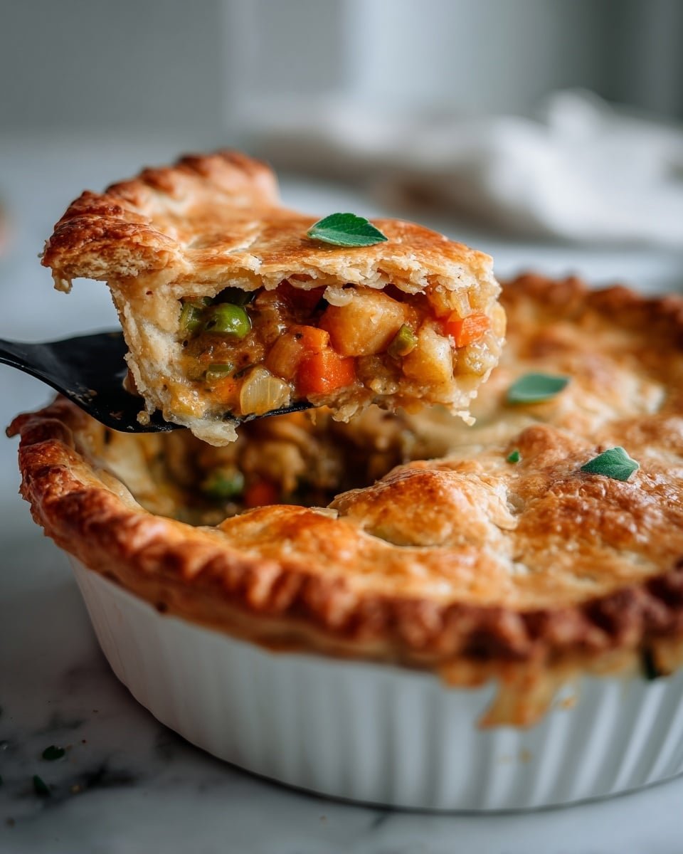 Amazing Roasted Autumn Vegetable Pot Pies for Cozy Meals Recipe - Serving Photo — Autumn Vegetable Pot Pies, Roasted Autumn Vegetable Pot Pies, Cozy Fall Pot Pie, Vegetarian Autumn Pot Pie, Hearty Fall Vegetable Pie