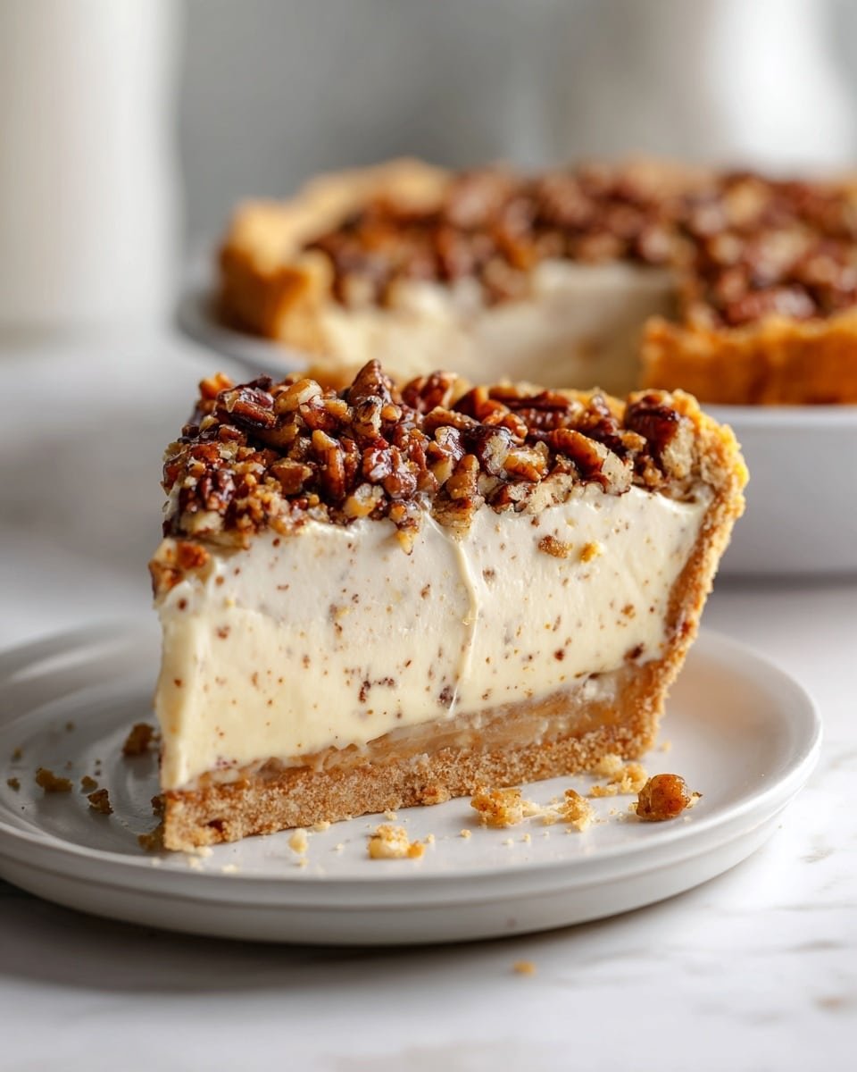 Pecan Cream Pie Recipe - Serving Photo — Pecan Cream Pie, pecan cream pie recipe, easy pecan pie dessert, creamy pecan pie filling, holiday pecan pie ideas