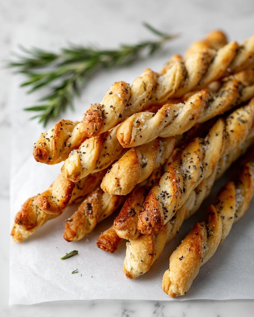 Rosemary Parmesan Cheese Straws Recipe - Serving Photo — Rosemary Parmesan Cheese Straws, savory cheese straws, puff pastry snacks, herby cheese appetizer, easy party snacks