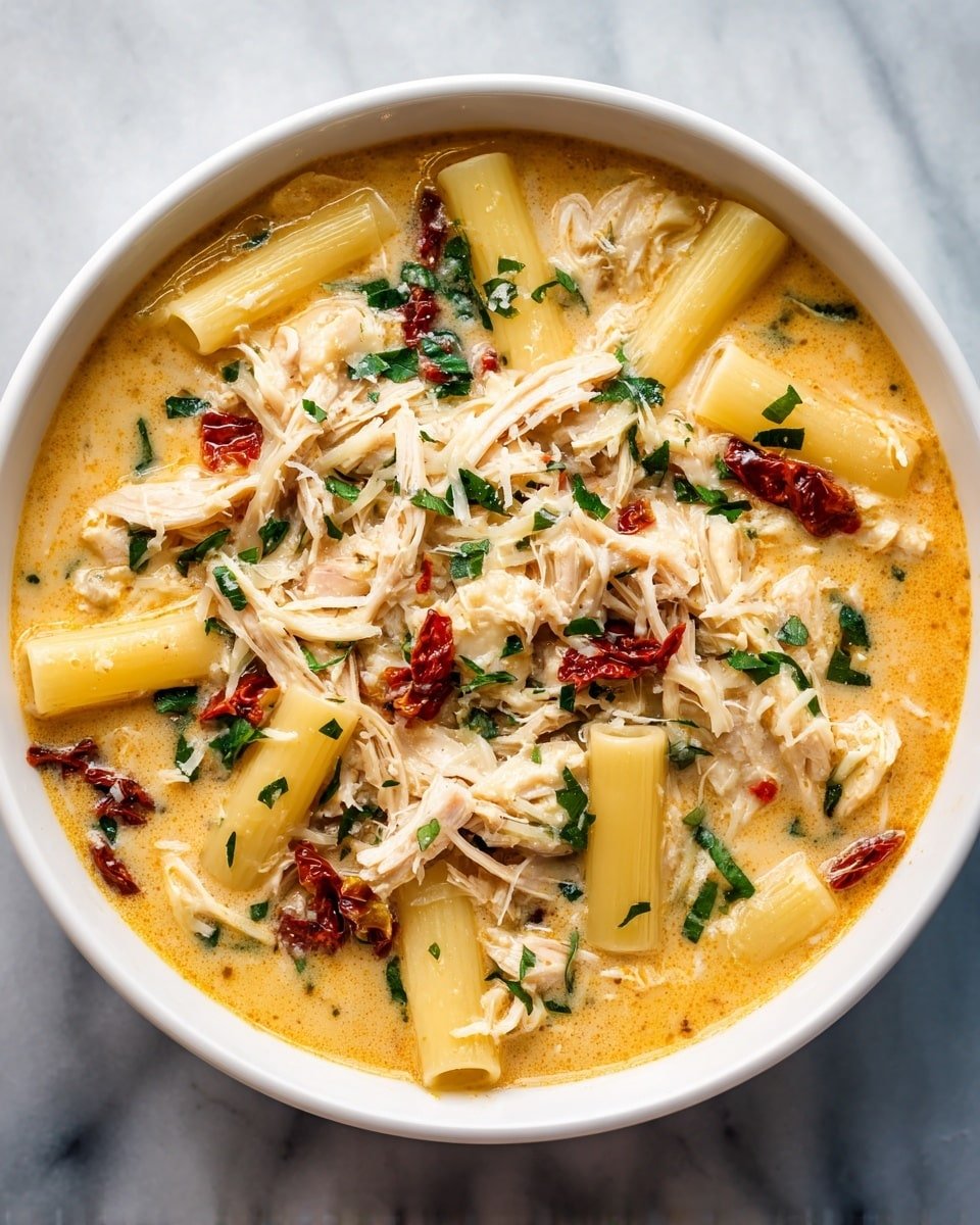 Marry Me Chicken Soup Recipe - Serving Photo — Marry Me Chicken Soup, creamy chicken soup with sun-dried tomatoes, cozy chicken soup recipe, comforting homemade chicken soup, indulgent chicken soup idea