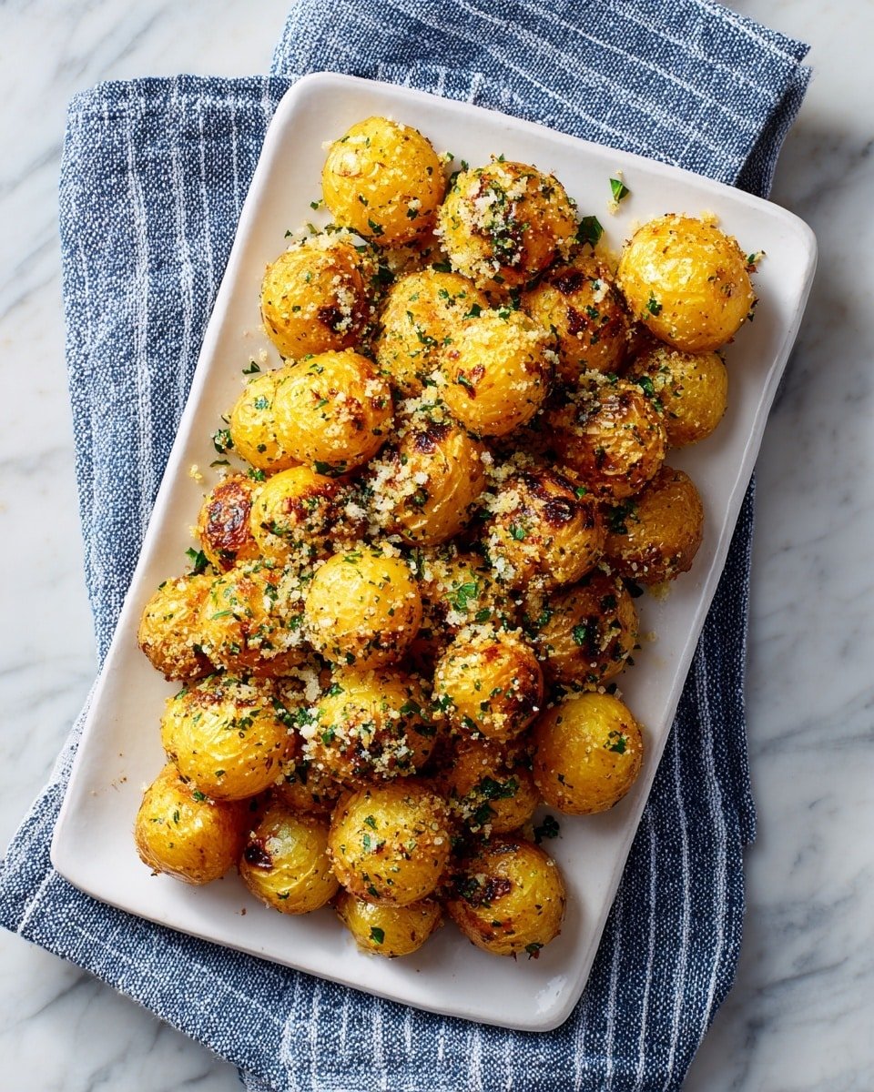 Crispy Parmesan Crusted Baby Potatoes Recipe - Serving Photo — Crispy Parmesan Crusted Baby Potatoes, crispy baby potatoes, Parmesan potato side dish, cheesy potato recipes, flavorful potato side