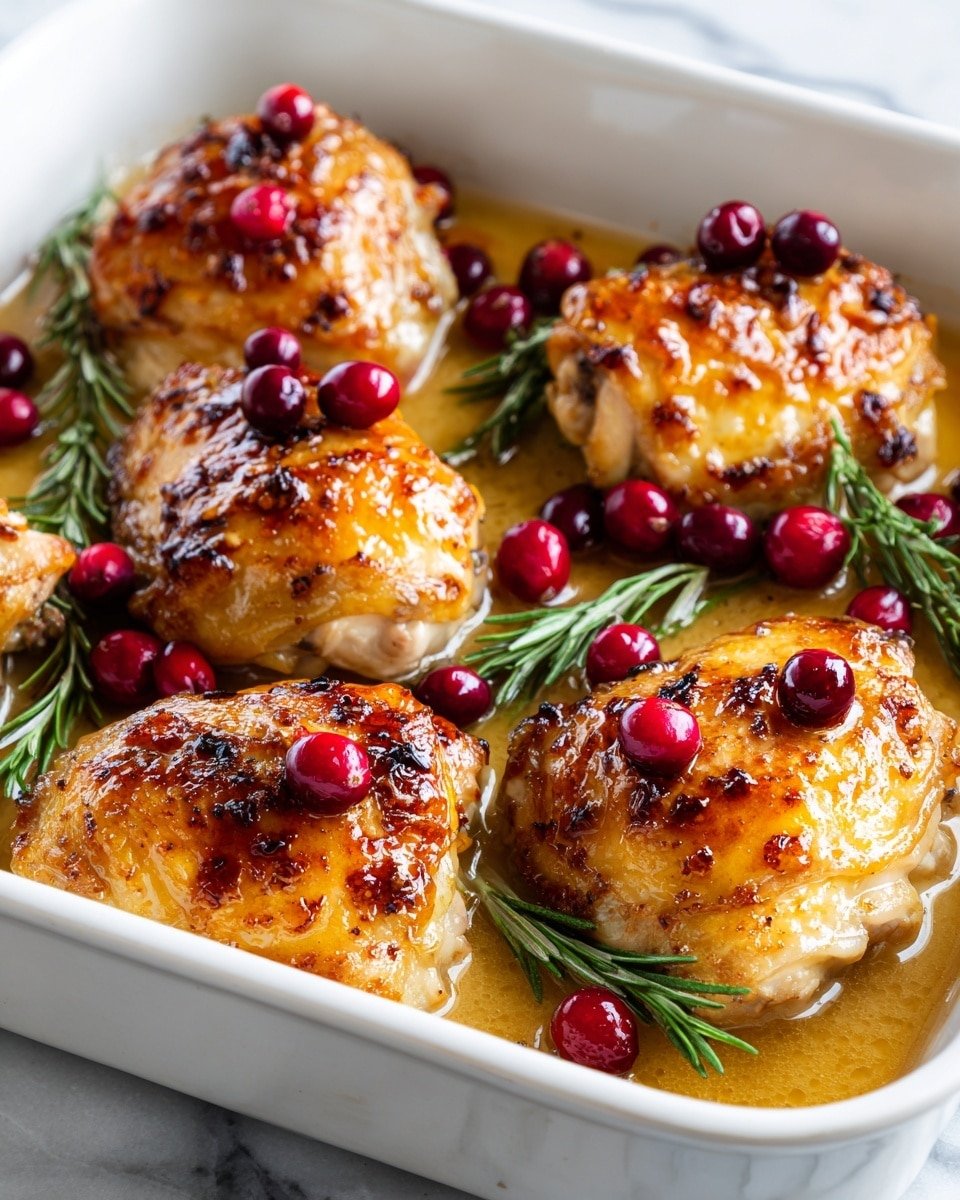 One-Pan Cranberry Rosemary Chicken Recipe - Serving Photo — One-Pan Cranberry Rosemary Chicken, cranberry chicken recipe, easy savory chicken dinner, flavorful chicken thighs, holiday dinner ideas