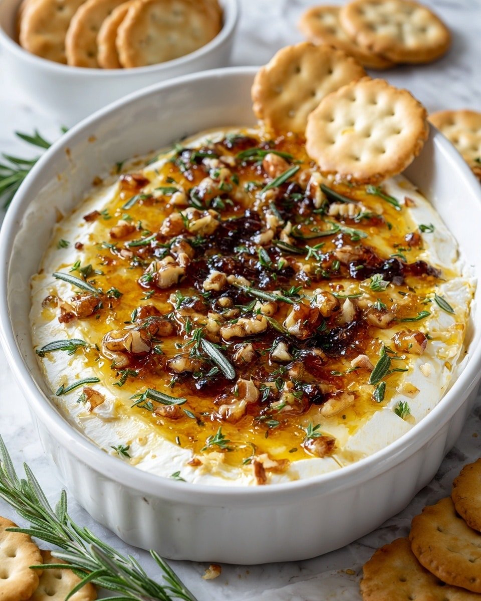 Goat Cheese Appetizer with Fig Jam and Pecans Recipe - Serving Photo — Goat Cheese Appetizer with Fig Jam and Pecans, goat cheese appetizer ideas, fig jam appetizer recipes, simple cheese appetizer, elegant party appetizers