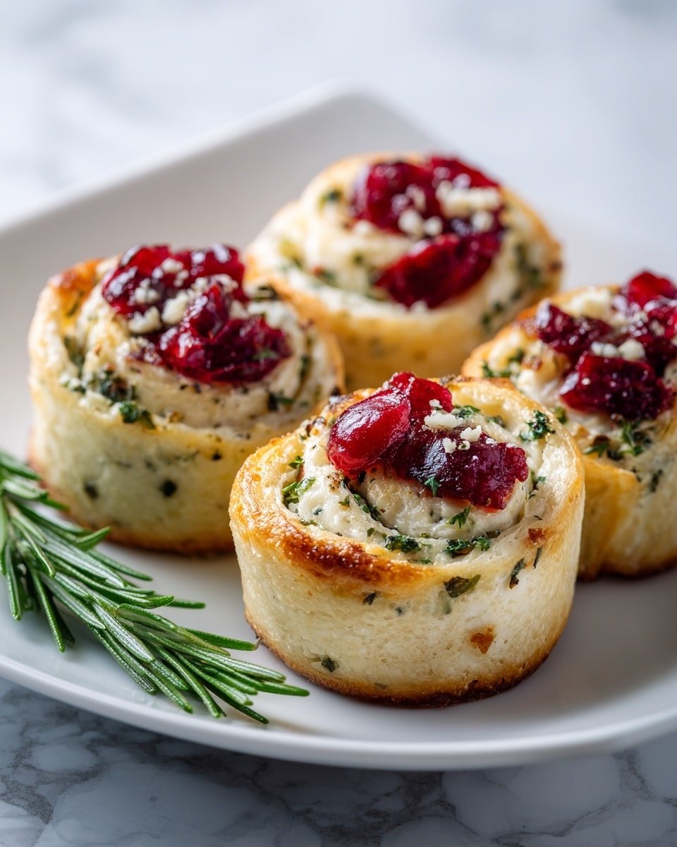 Cranberry Cream Cheese Pinwheels with Feta & Herbs Recipe - Serving Photo — Cranberry Cream Cheese Pinwheels with Feta & Herbs, holiday appetizer ideas, savory pinwheel recipes, easy pinwheel appetizers, festive party snacks