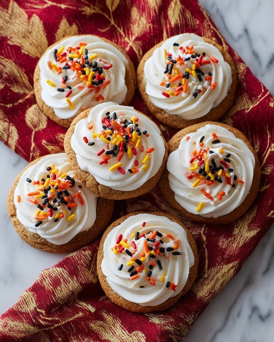 Butterbeer Cookies with Butterscotch Frosting and Harry Potter Sprinkles Recipe - Serving Photo — Butterbeer Cookies with Butterscotch Frosting and Harry Potter Sprinkles, Harry Potter themed cookies, magical butterbeer cookie recipe, easiest Harry Potter treats, enchanted cookie ideas