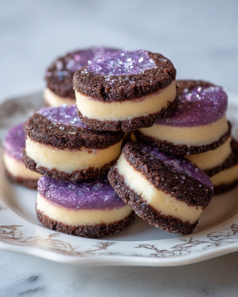 Geode Cookies Recipe - Serving Photo — Geode Cookies, gemstone cookies, sparkling candy crystal cookies, colorful cookie treats, easy geode cookie recipe