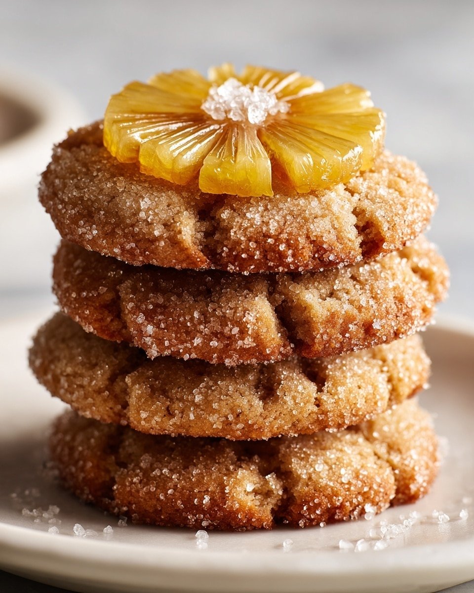 Pineapple Upside Sugar Cookies Recipe - Serving Photo — Pineapple Upside Sugar Cookies, tropical fruit cookies, easy pineapple cookie recipe, holiday fruit cookies, sweet pineapple dessert