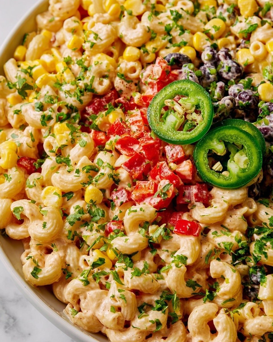 Mexican Macaroni Salad Recipe - Ingredients Photo — Mexican Macaroni Salad, Mexican macaroni salad recipe, easy Mexican pasta salad, summer Mexican salad, Mexican corn pasta salad
