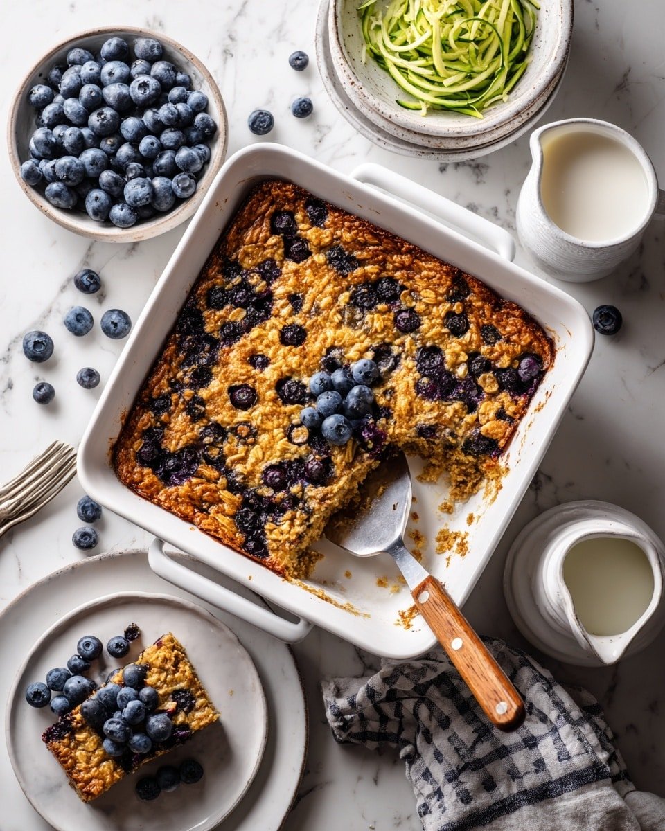 Zucchini Blueberry Baked Oatmeal Recipe - Ingredients Photo — Zucchini Blueberry Baked Oatmeal, healthy breakfast ideas, easy baked oatmeal recipe, nutritious morning dishes, blueberry zucchini baked oats