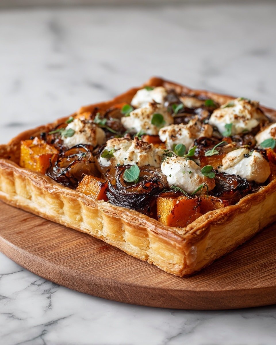 Caramelized Onion Butternut Squash Tart Recipe - Ingredients Photo — Caramelized Onion Butternut Squash Tart, savory squash tart with caramelized onions, easy fall vegetable tart, flaky puff pastry squash recipe, seasonal vegetarian tart