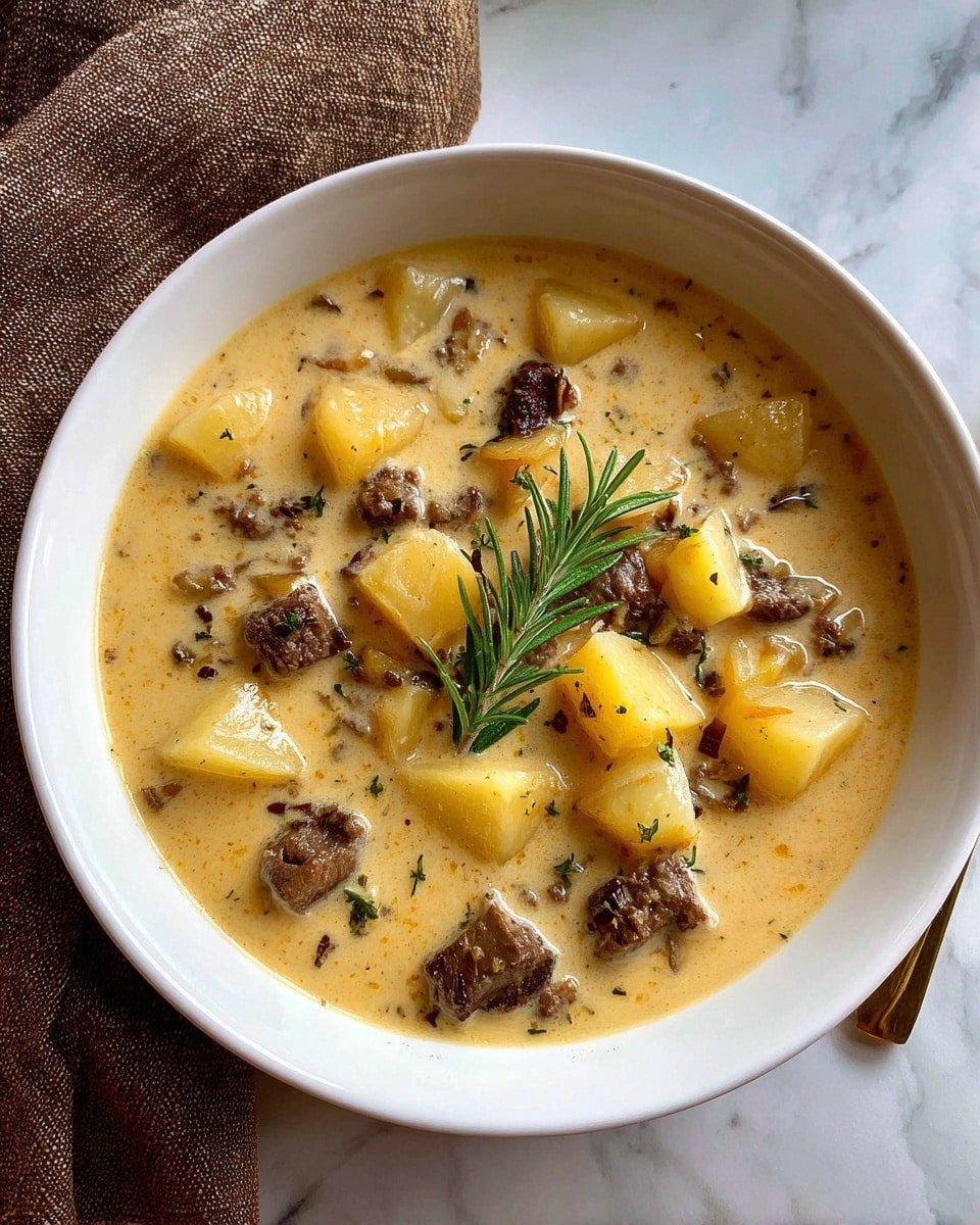 Creamy Steak & Potato Soup Recipe - Ingredients Photo — Creamy Steak & Potato Soup, hearty steak and potato soup, easy comfort soup with steak, savory creamy beef and potato chowder, quick steak and potato dinner