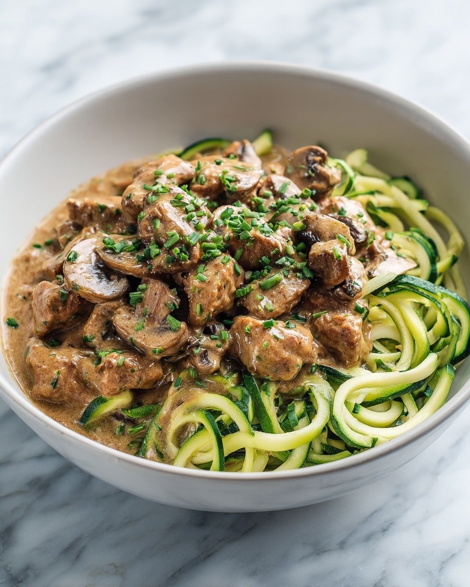 Keto Beef Stroganoff with Mushrooms and Cream Recipe - Ingredients Photo — Keto Beef Stroganoff with Mushrooms and Cream, low carb beef stroganoff, keto mushroom beef stew, keto creamy beef recipe, easy keto dinner ideas