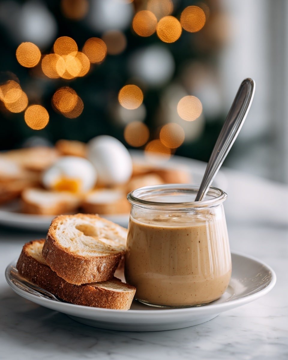 Creamy Eggnog Spread Recipe - Recipe Image — Creamy Eggnog Spread, holiday eggnog spread, festive holiday spreads, easy eggnog holiday treat, holiday party appetizer