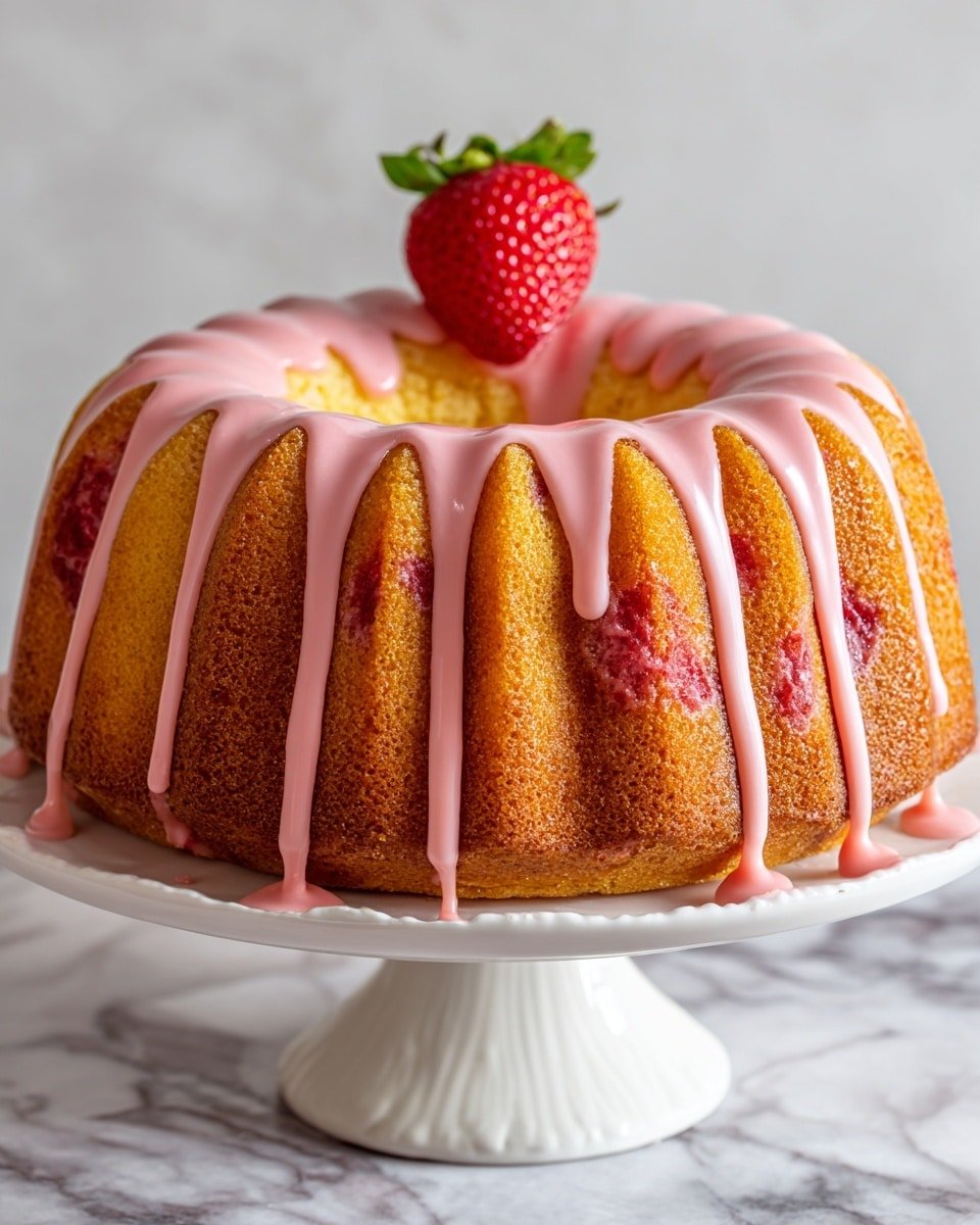 Strawberry Milkshake Pound Cake Recipe - Recipe Image — Strawberry Milkshake Pound Cake, strawberry pound cake, fruity pound cake, summer dessert recipes, easy pound cake recipe