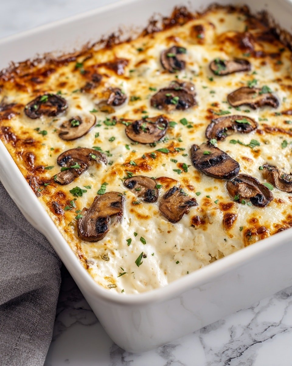 Keto Garlic Mushroom Chicken Casserole Recipe - Recipe Image — Keto Garlic Mushroom Chicken Casserole, low-carb chicken casserole, keto mushroom chicken bake, healthy chicken and mushroom dinner, easy keto chicken recipe